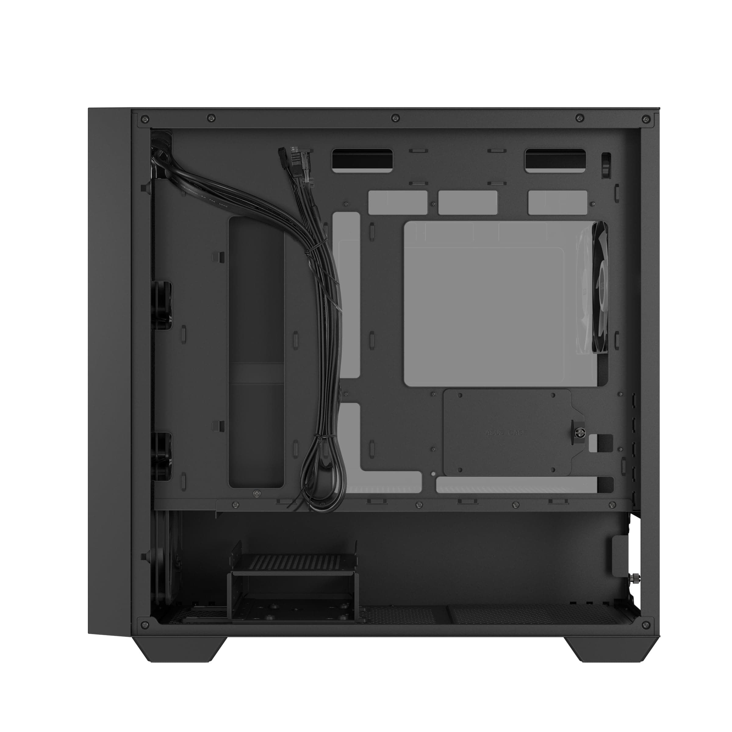 ASUS A21 Plus TG ARGB Black microATX PC Gehäuse (vorinstallierte ARGB-Lüfter, Mesh Frontpanel, kompatibel mit Mainboards mit versteckten Anschlüssen, 360-mm-Radiatoren, 380-mm-Grafikkarten, schwarz) Schwarz A21 Plus TG Bild 8
