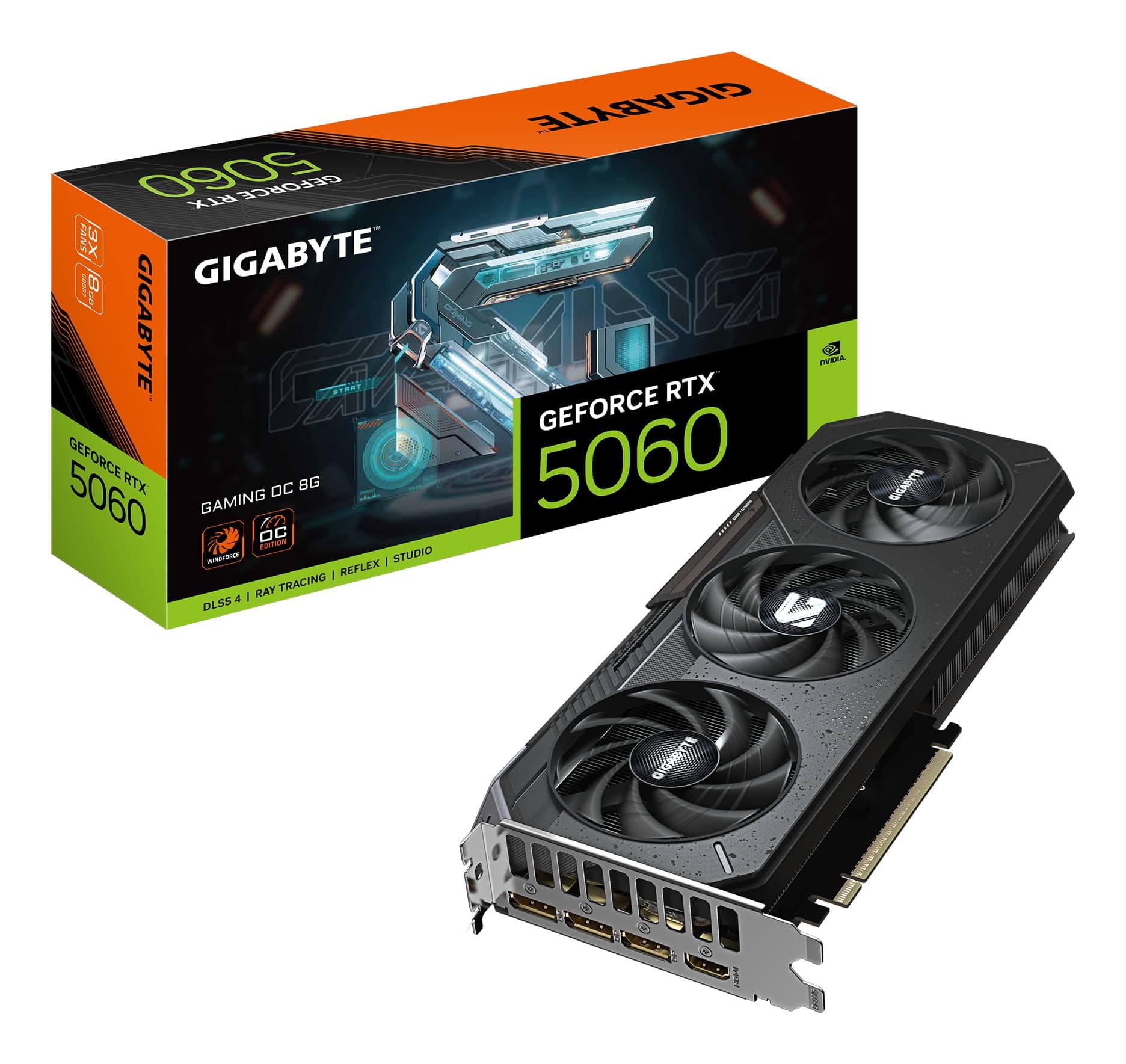 Gigabyte GeForce RTX 5060 Gaming OC 8G Grafikkarte - 8GB GDDR7, 128bit, PCI-E 5.0, 2595 MHz Kerntakt, 3 x DisplayPort, 1 x HDMI, GV-N5060GAMING OC-8GD Bild 2