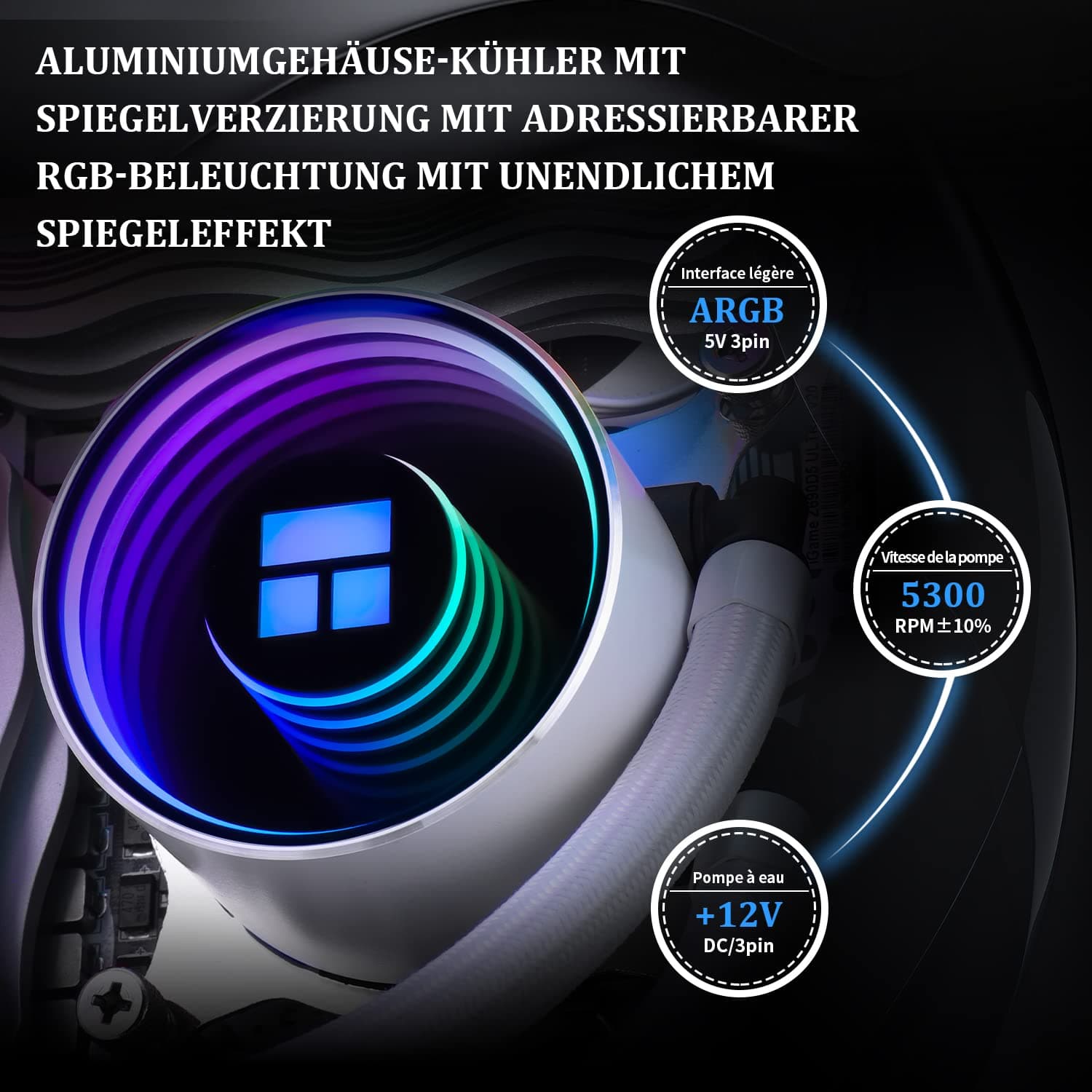 Thermalright Frozen Notte 360 WHITE ARGB V2 Wasserkühlung CPU-Kühler,360 White CPU-Kühler Spezifikationen,3 PWM-Lüfter, S-FDB-Lager, Geeignet für AMD:AM4/AM5,Intel LGA 1700/1150/1151/1200/2011 Bild 7