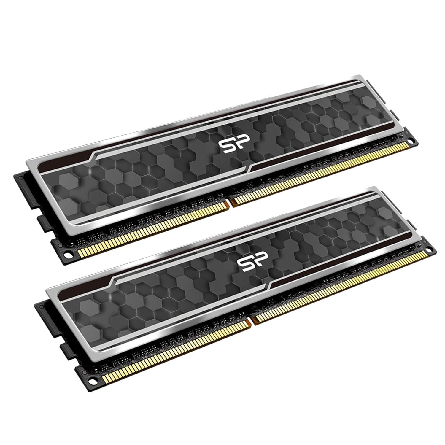 Silicon Power SP016GXLZU320BDAJ5 hochwertiger DDR4 RAM für Gaming, 16 GB (8 GB x 2), 3200 MHz (PC4 25600), CL 16, 1,35 V, Desktop-Arbeitsspeicher mit Kühlkörper, Grau (Camouflage Grey) Bild 2