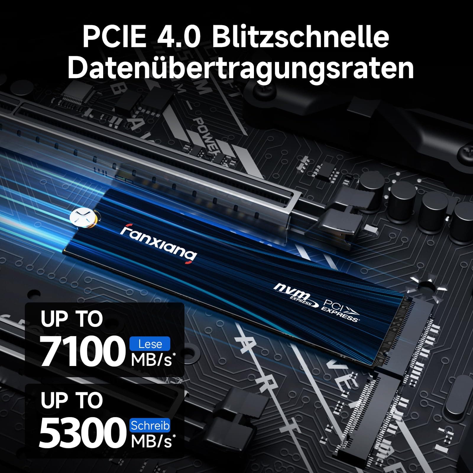 fanxiang NVMe SSD 2TB, M.2 PCIe Gen4x4 Gaming Solid State Laufwerk mit SLC Cache, 7100MB/s Lesen, Interne Festplatte für PC PS5 Laptop Datenübertragung S880E Bild 5