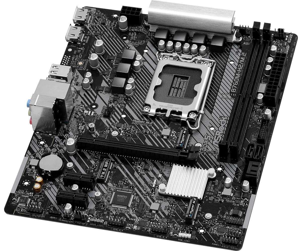 Asrock B760M-H2/M.2, Intel B760, 1700, Micro ATX, 2 DDR5, 2 HDMI, 2.5G LAN, PCIe4, 2X M.2 Bild 5