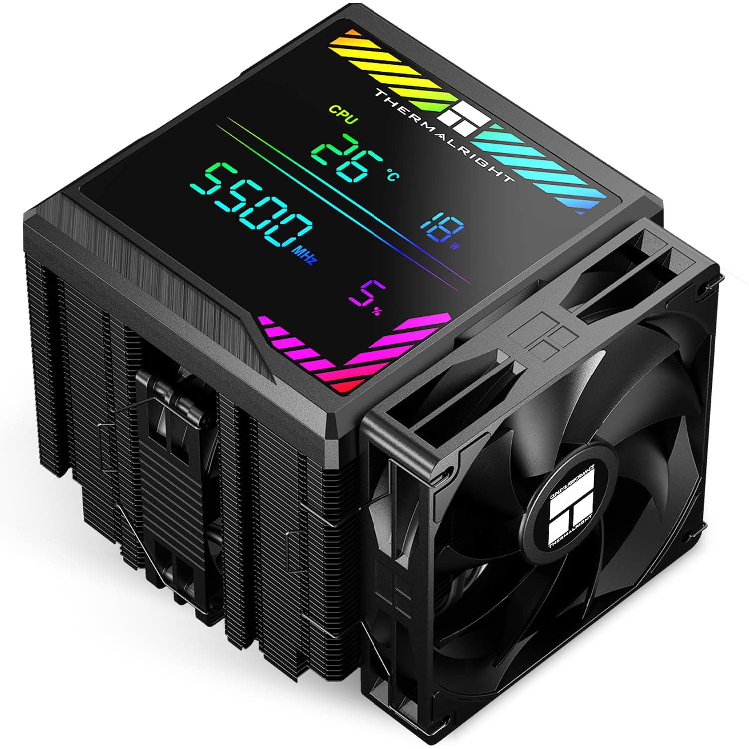 Thermalright Peerless Assassin 140 Digital Black CPU-Kühler, Doppeltürme und Doppelventilator-Kühlung, CPU-Luftkühler, ARGB Digital Screen Top Cover, für AM4/AM5, Intel LGA1851/1700/115X/1200/2011 Schwarz