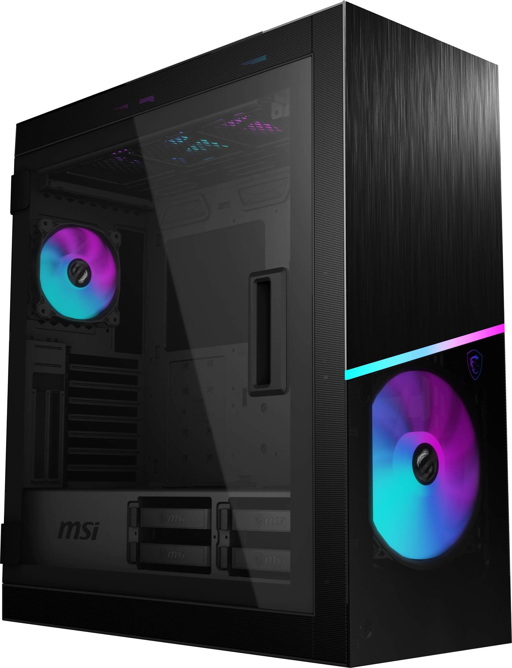 MSI MPG SEKIRA 500X Mid-Tower ATX Gehäuse (4X USB 3.1 Anschluss, 3X 200mm und 1x 120mm A-RGB Fan und 1x 200mm Fan im Lieferumfang, schwarz, RGB) Bild 3