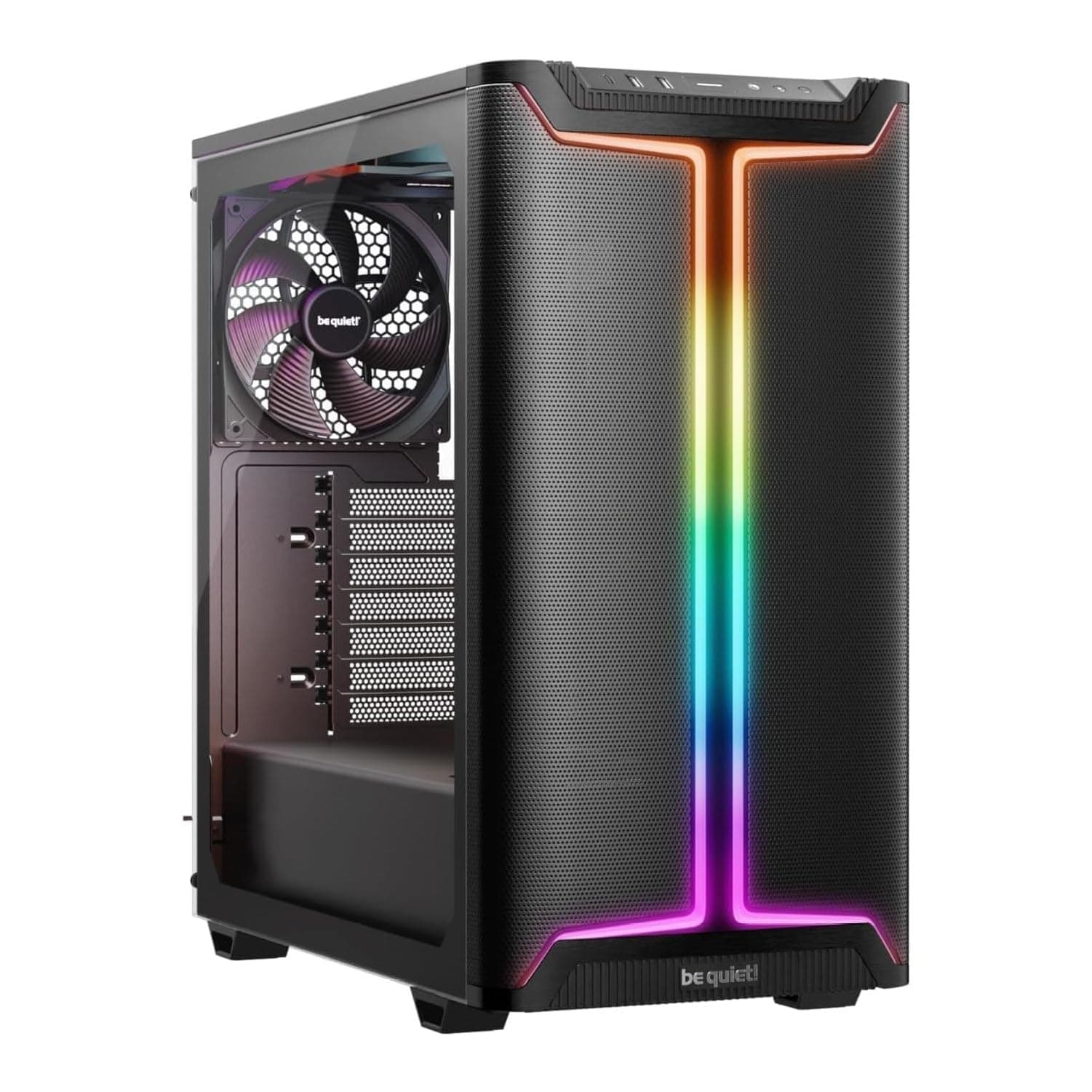 be quiet! Pure Base 501 DX Black PC-Gehäuse, 3 vorinstallierte Pure Wings 3 140mm PWM-Lüfter, hoher statischer Druck, dynamisches Front-Design mit eleganter ARGB-Beleuchtung innen und außen Bild 2