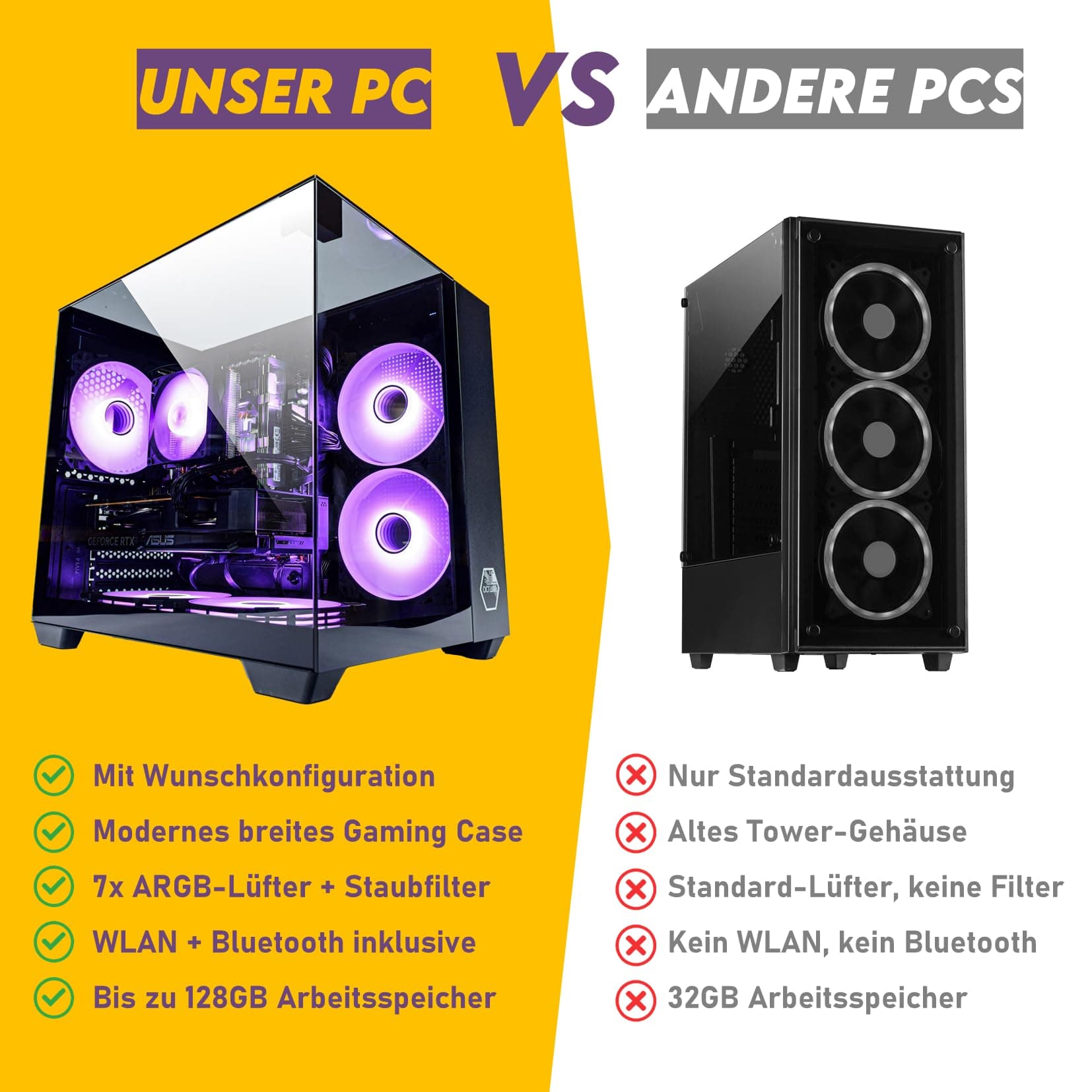 Gaming PC Venom, RGB, 64GB RAM + 1TB SSD, AMD RX 590 8GB, Intel E5, WiFi, Bluetooth (schwarz) Bild 5