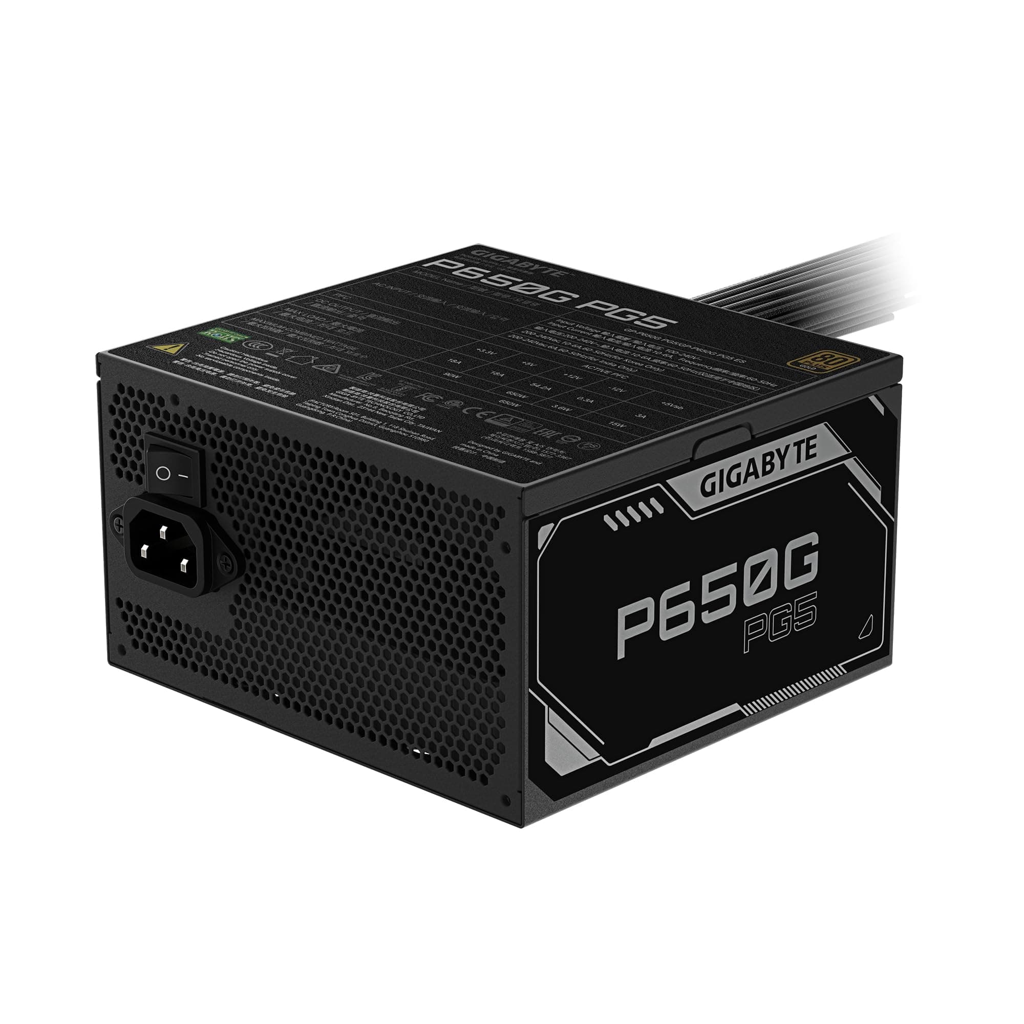 GIGABYTE P650G PCIE 5.1 Netzteil – PCIe 5.1, 80 Plus Silver, 120mm Lüfter, kompatibel mit ATX 3.1, EU-Stecker Bild 5