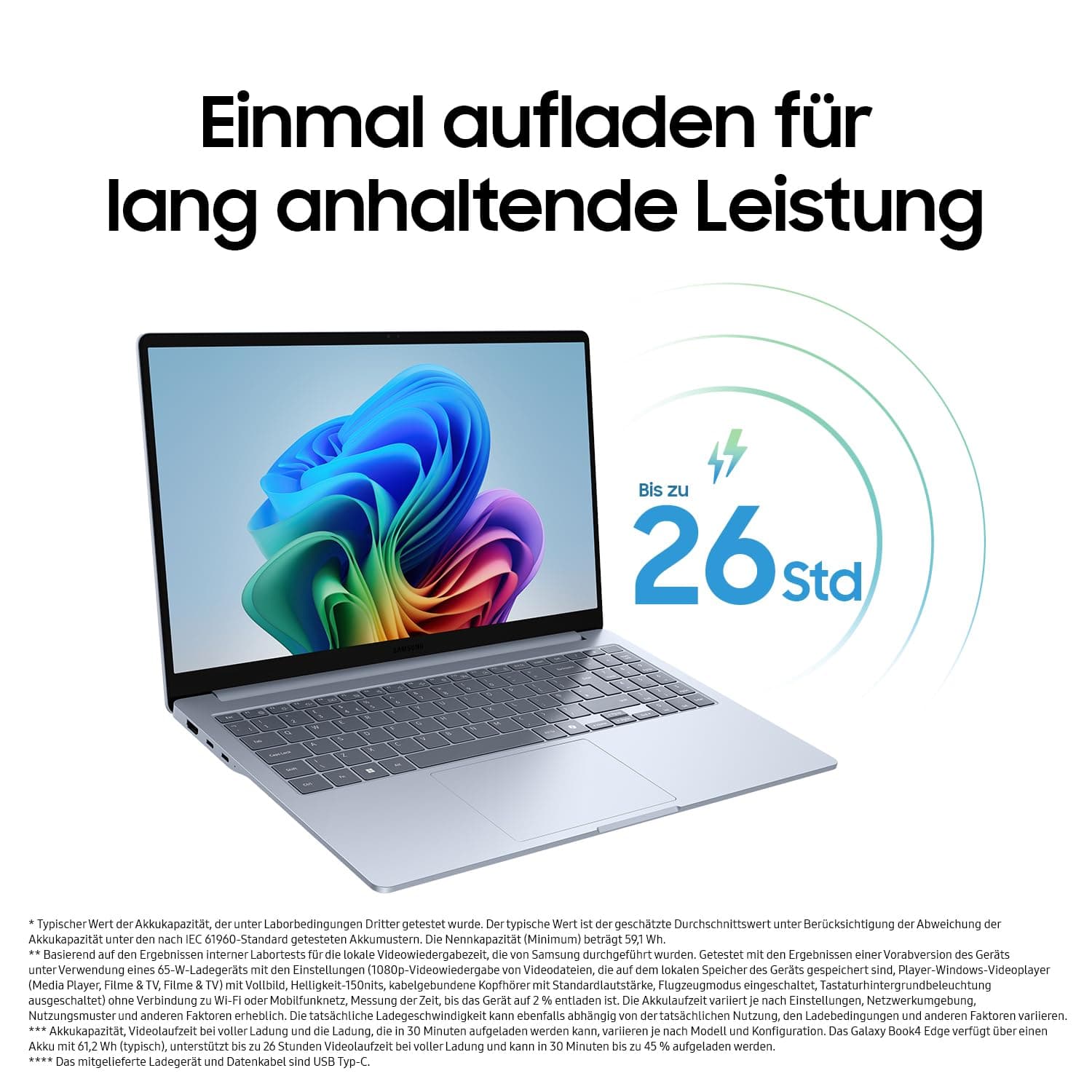 Samsung Galaxy Book4 Edge Galaxy AI-Laptop, 15,6-Zoll-Display, 16GB RAM, Snapdragon X Plus Prozessor, Notebook 256GB Speicher, Copilot+ PC, Sapphire Blue, 3 Jahre Herstellergarantie Windows 11 Home 15,6 Zoll 256 GB Bild 6