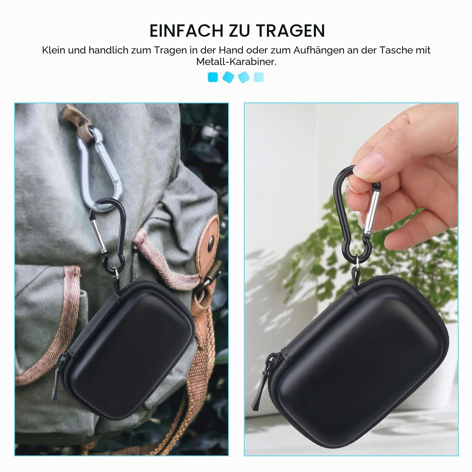 Lacdo Festplattentasche Hartschalentasche für Kingston XS1000 / XS2000 / XS1000R SSD 500GB 1TB 2TB Portable Tragbares Externes Solid-State-Laufwerk USB 3.2 Eva Stoßfest Aufbewahrungstasche, Schwarz Bild 7
