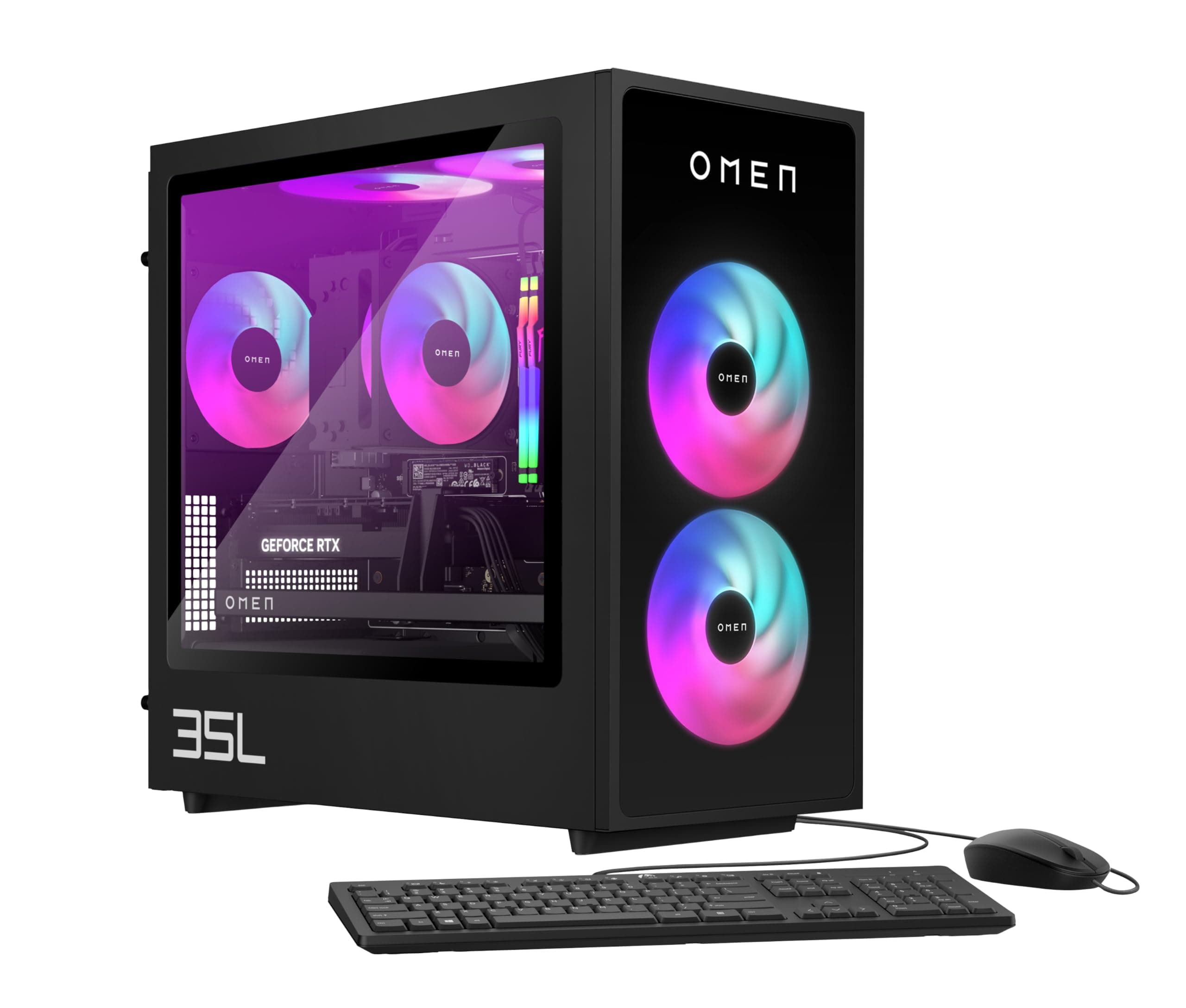 HP Omen GT16-0274ng 35L Gaming Desktop PC, AMD Ryzen 7 8700F, 32 GB DDR5-SDRAM, 1 TB SSD, NVIDIA GeForce RTX 5070, Tower PC, Windows 11 Home, Schwarzes Metall mit Glas Blende AMD Ryzen 7 8700F NVIDIA GeForce RTX 5070 Bild 4