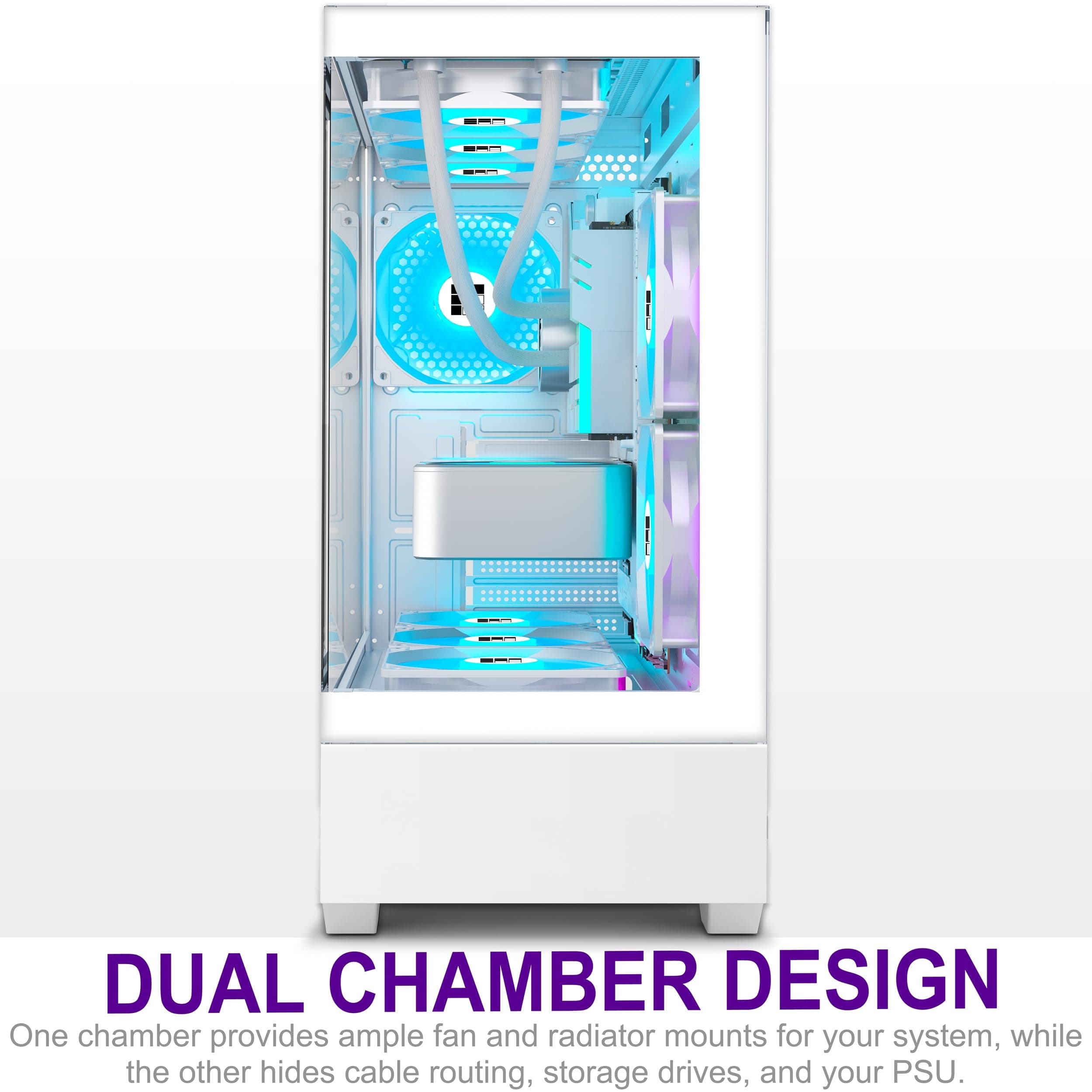 FOIFKIN F1 PC Gehäuse ATX- Pre-Install 6 PWM ARGB Lüfter, Mid-Tower Computer Gehäuse, Gaming PC- Gehäuse,270° Panorama Tempered Glass,mit Type-C, ATX Gehäuse (Weiß, F1) Weiß F01 Bild 5