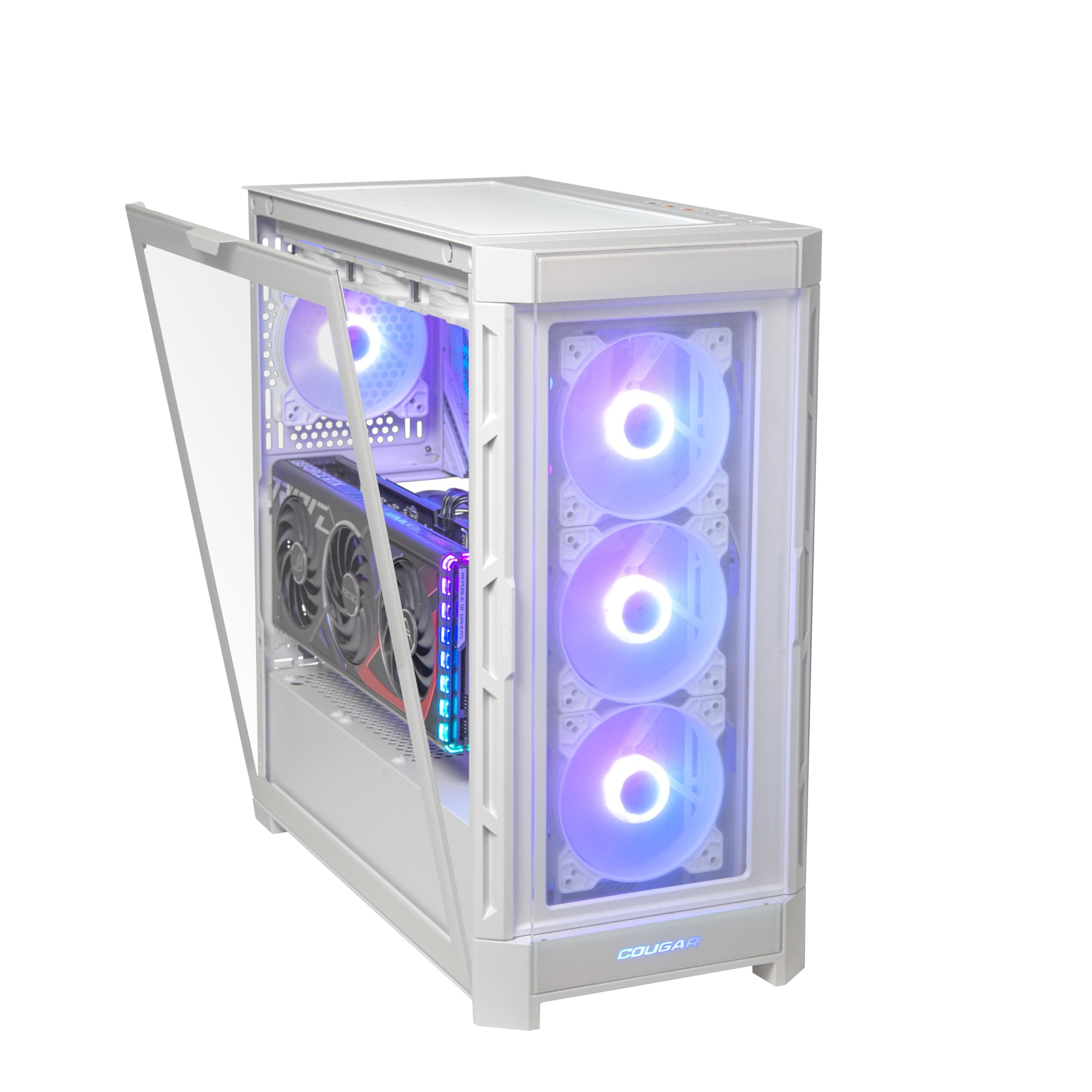 COUGAR DUOFACE PRO RGB Mid Tower PC Gehäuse mit 2 Frontplatten und RGB Lüftern (Weiss) Bild 5
