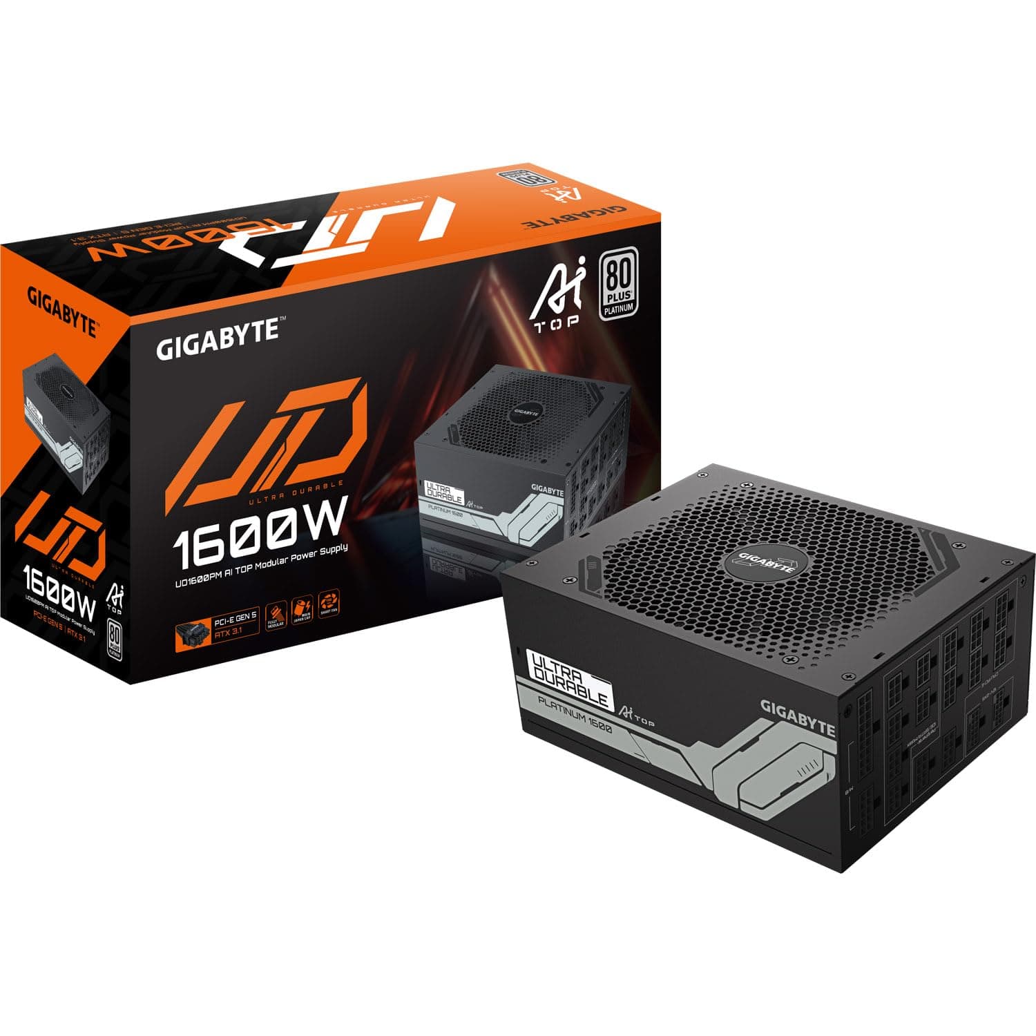 GIGABYTE UD1600PM PG5 AI TOP Netzteil - PCIe 5.0, 80 Plus Platinum, Vollmodulares Design, 120-mm-Lüfter, ATX 3.1 kompatibel, EU-Stecker Bild 2