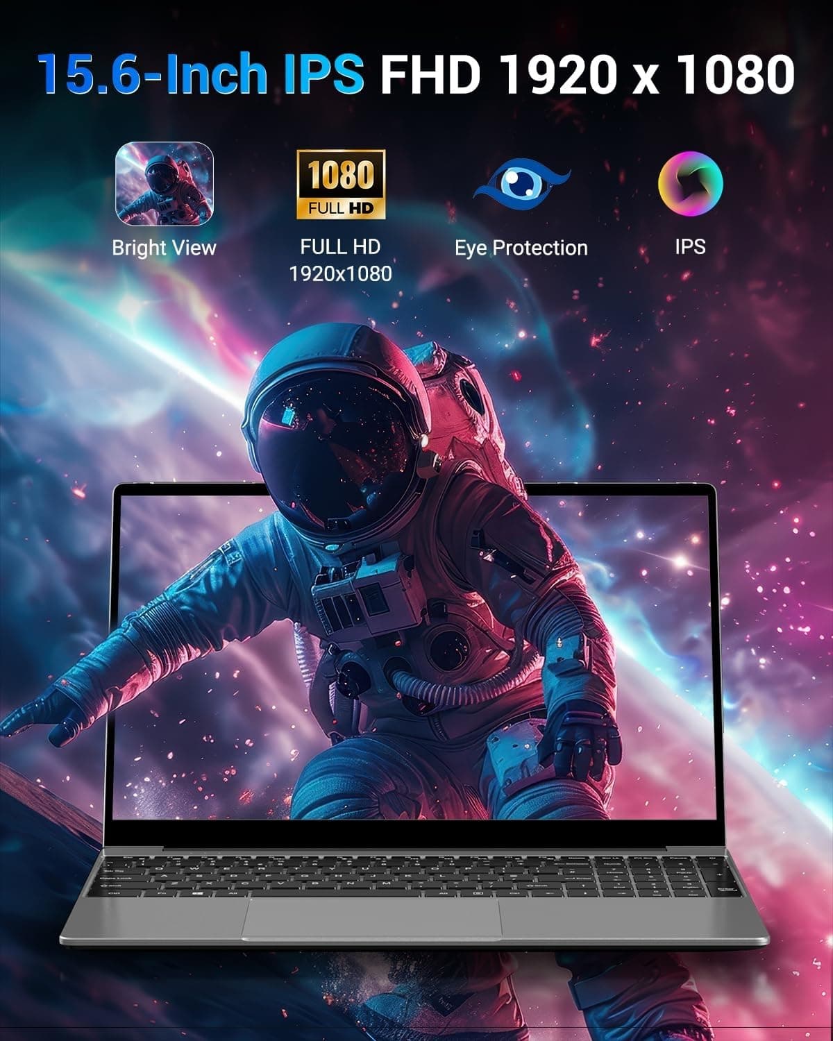 Laptop 15,6 Zoll, 16 GB RAM 512 GB SSD, N95-CPU (bis zu 3,4 GHz), hintergrundbeleuchteter Tastatur-Laptop, Win11 Laptops, Typ-C, 5G WiFi, BT 5.0, Typ-C, HDMI, USB, Maus inkl. Grau Bild 3