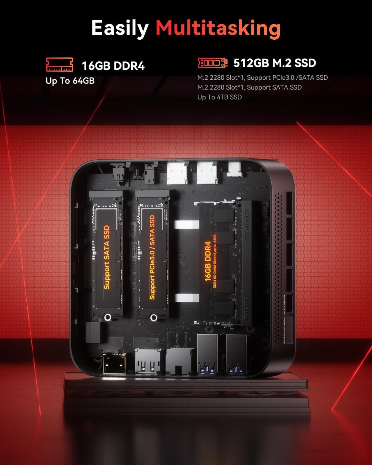 NiPoGi E3B Mini PC W-11 Pro ΑΜD Ryzen 5 7430U(Max 4.3GHz,6C/12T,Besser Als 5500U/5675U),16GB DDR4(Max 64GB)+512GB SSD,Desktop PC WiFi 6/BT 5.2/4K Triple Display/VESA Unterstützt Mini-Computer für Büro 16.0 GB 512.0 GB Bild 6