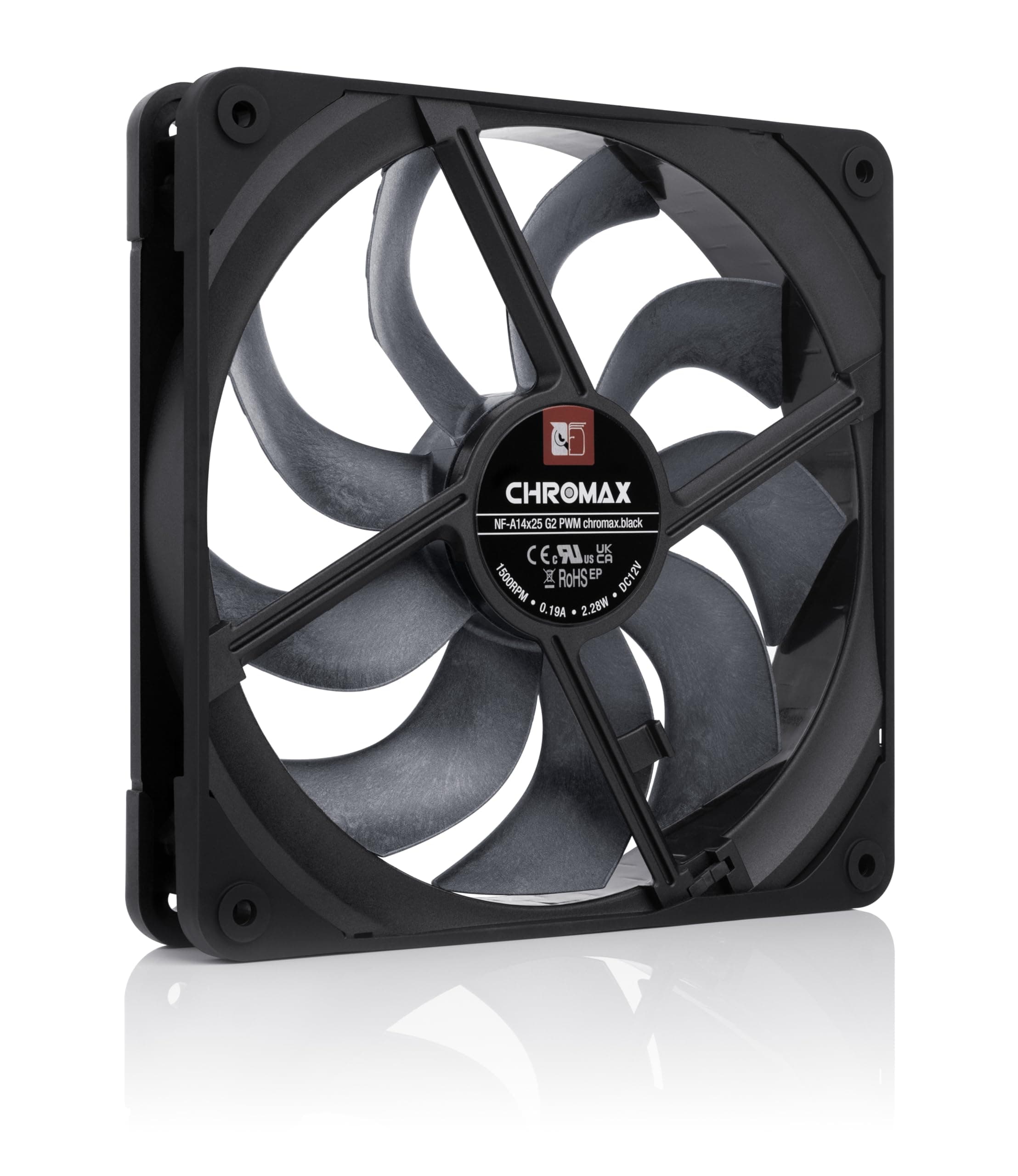 Noctua NF-A14x25 G2 PWM chromax.black, Leiser 140mm PC-Lüfter in Premium-Qualität, 4-Pin (Schwarz) Bild 5