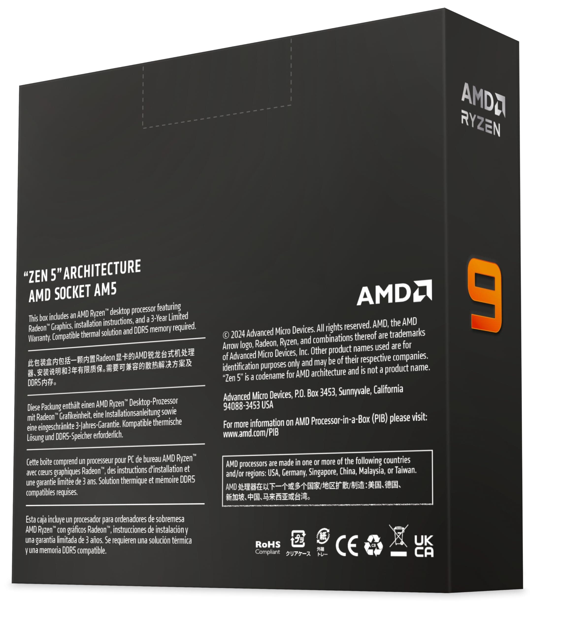 AMD Ryzen 9 9950X Prozessor (intergrierte Radeon Grafik, 16 Kerne/32 Threads, 170 W DTP, AM5 Sockel, 80MB Cache, Bis zu 5.7 GHz Frequenz Boost, Kein Kühler) Bild 3