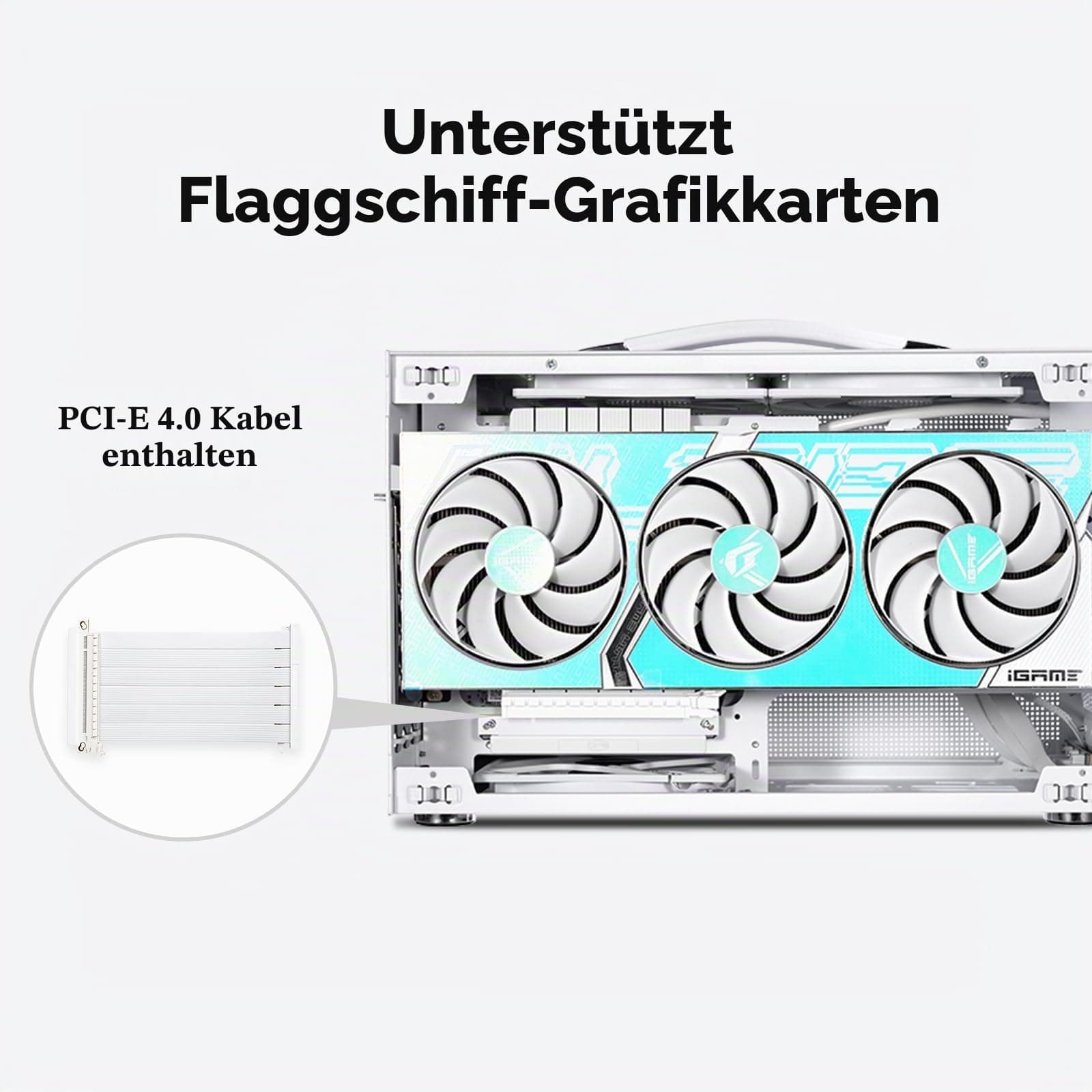 CPS K101 MESH WH Mini ITX PC-Gehäuse, SFX-Netzteil, CPU-Kühler-Höhenbegrenzung 68 mm, kompatibel mit Grafikkarten mit 3 Steckplätzen, Längenbegrenzung 340 mm, inklusive PCI-E 4.0 Kabel, WH K101 MESH WHITE Bild 5