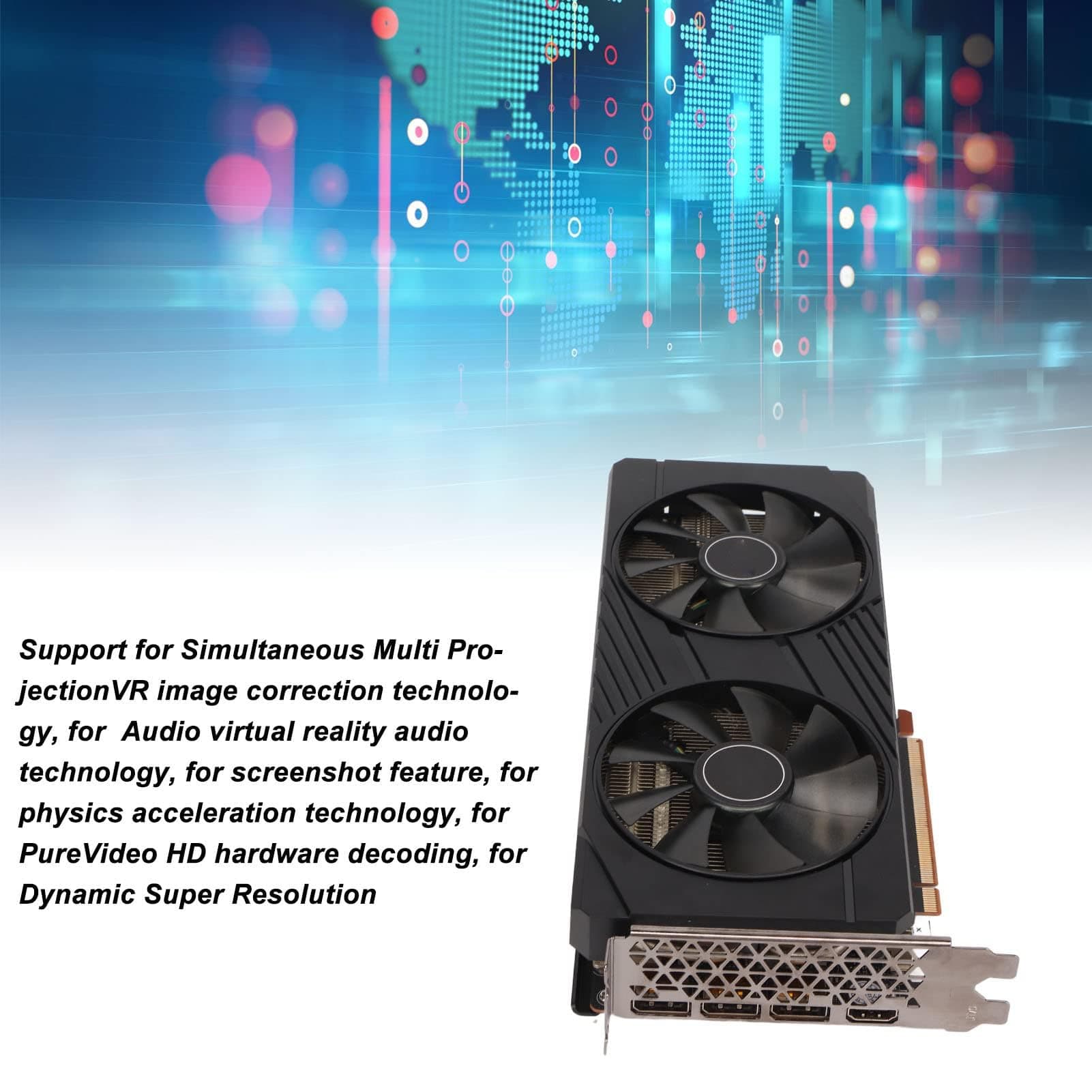 Dpofirs RTX3060 12GB Grafikkarte, GDDR6 1750MHz 7680x4320 192Bit Grafikkarte, HDMI, Dual Ball Fan Bearings, Grafikkarte für DirectX 12 Shader Model 5.0 OpenGL 4.6 Bild 6