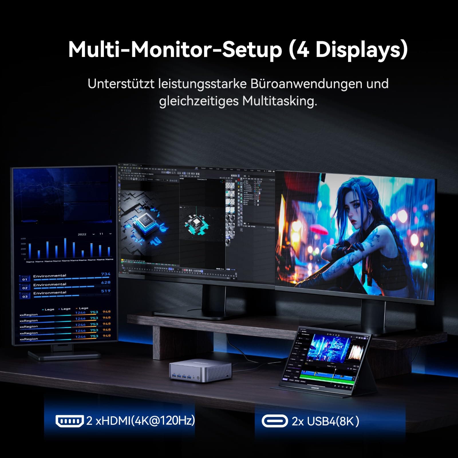 GEEKOM GT1 Mega AI Mini PC mit Intel Core Ultra 9 185H | 1TB SSD 16GB DDR5 | 6 USB Ports | 4 x 8K Display | 3-Jahren-Garantie | AR Echtzeitfunktion | Vorinstalliert Windows 11 Pro Mini Desktop PC GT1 Mega 16GB + 1TB Bild 7