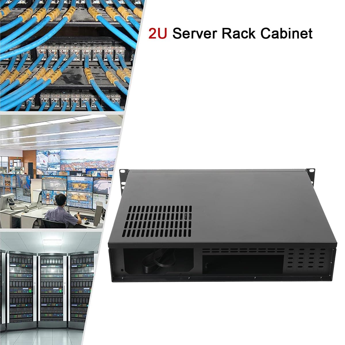 14 Rack Server Gehäuse (35cm Tiefes) 2U 2HE Rackmount Server Gehäuse Unterstützt Micro ATX/Mini ITX Mainboards, Schmalen Wand-Serverschränken w/USB Anschluß 4 Erweiterungssteckplätze Bild 3