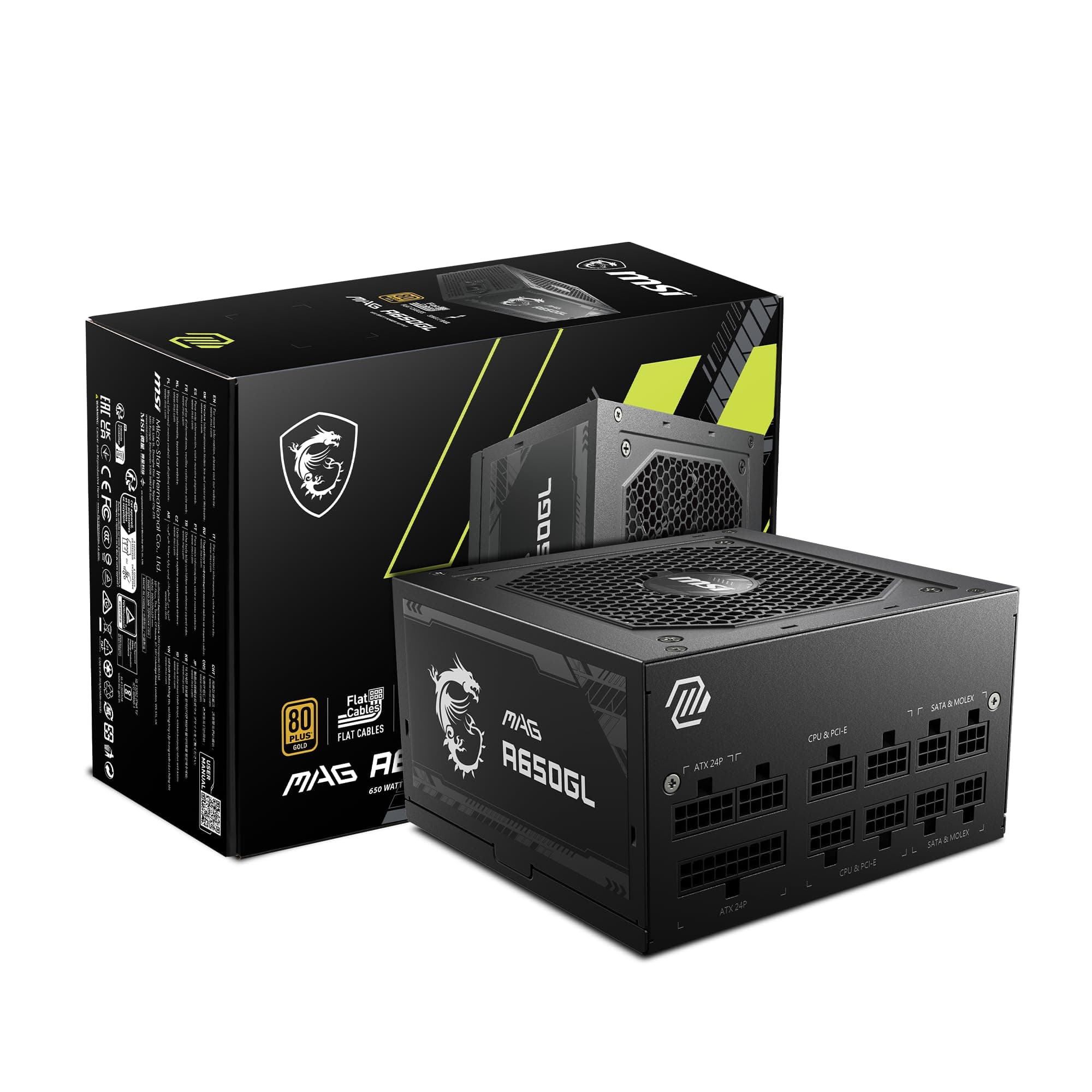 MSI PSU Mag A650GL 80 Plus, Gold, komplett modular 650 W MAG A650GL