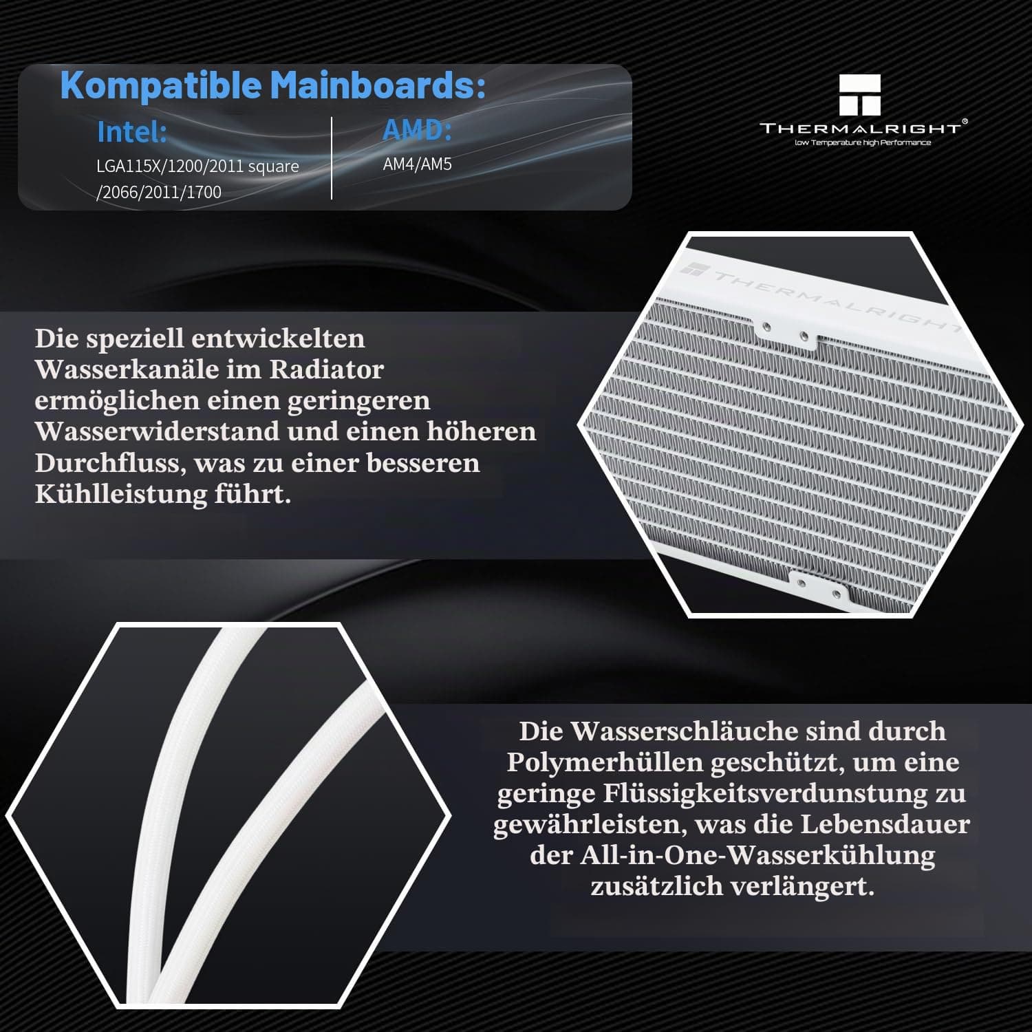 Thermalright FP240 White ARGB Flüssigkeit CPU Wasserkühler mit 120mm ARGB PWM Lüfter, 240 Weiß Cold Row Spezifikation, Computer Wasserkühler für AMD/AM4/AM5, INTEL 1700/1150/1151/1200/2011 Bild 5