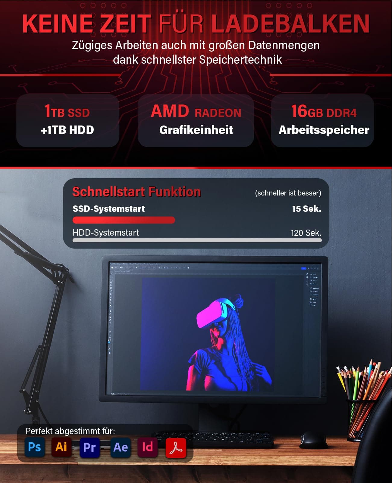 Greed® Ultra V2 PC mit AMD Ryzen 7 5700G - Schneller Rechner + Computer für Büro & Home Office mit 4,6 GHZ, 16GB RAM/Arbeitsspeicher - 1TB SSD + 1TB HDD - DVD+RW - USB3.1 - WLAN, inkl Windows 11 Pro Ultra | V2 AMD Bild 7
