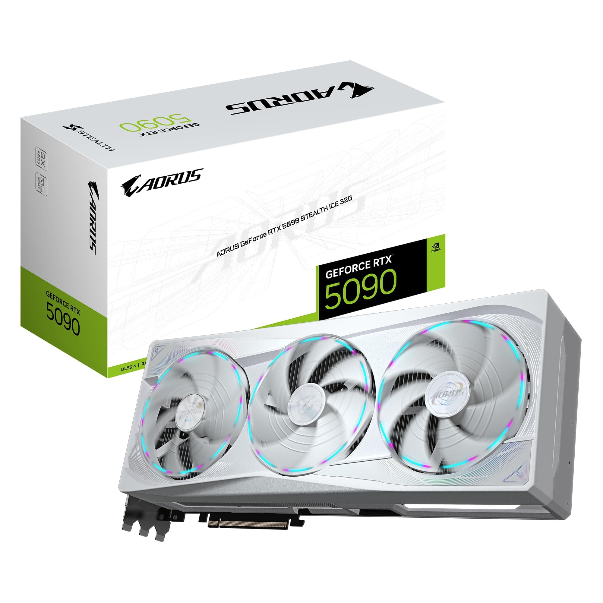 Gigabyte AORUS GeForce RTX 5090 Stealth Ice 32G Grafikkarte - 32GB GDDR7, 512bit, PCI-E 5.0, 2655MHz Kerntakt, 3 x DP 2.1a, 1 x HDMI 2.1b, NVIDIA DLSS 4, GV-N5090AORUSST ICE-32GD Bild 2