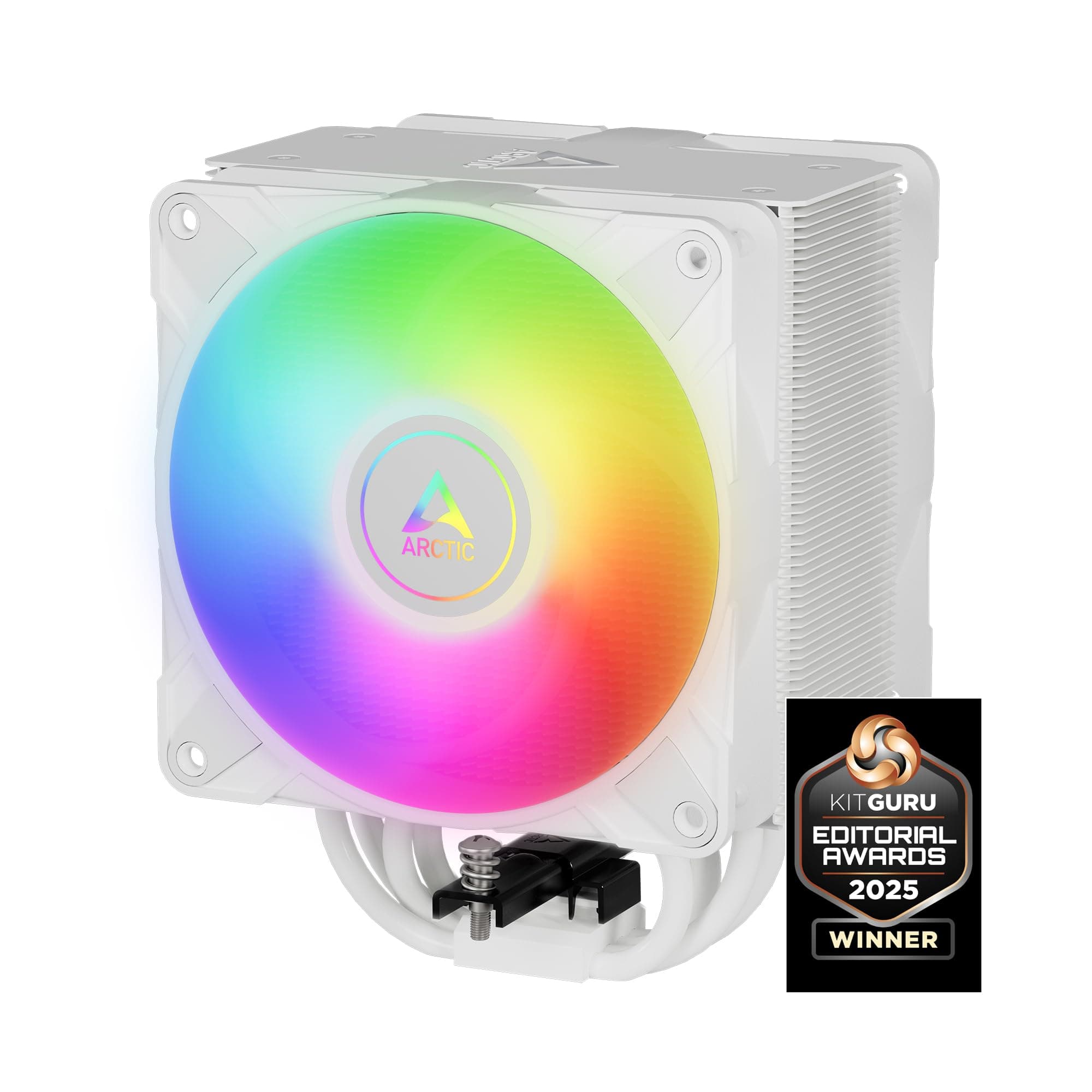 ARCTIC Freezer 36 A-RGB - CPU Kühler mit Push-Pull & ARGB Beleuchtung für Intel & AMD, Single-Tower, 2 druckoptimierte 120 mm P-Lüfter, Hydrodynamisches Gleitlager, 200–2000 rpm, inkl. MX-6 - Weiß