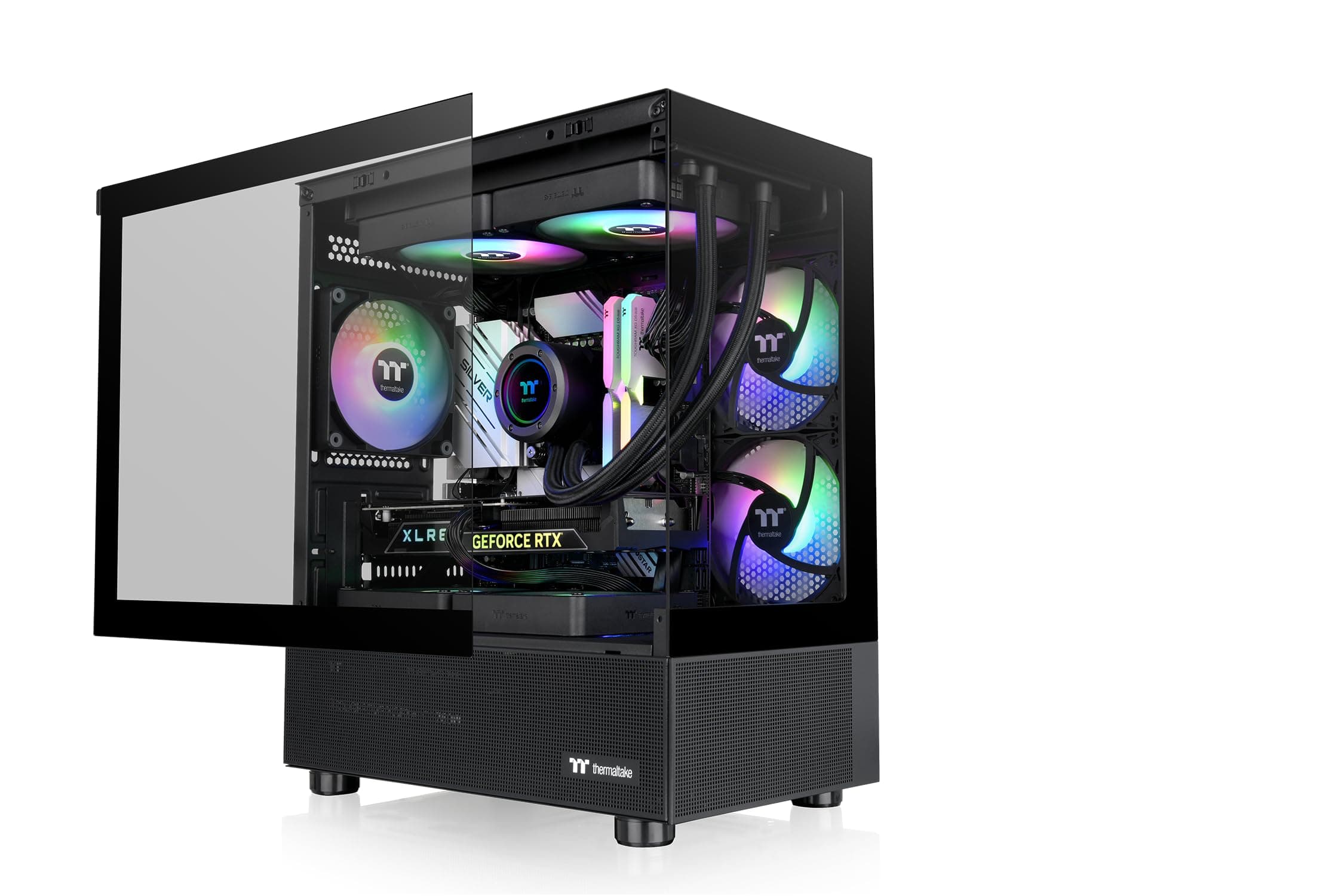 Thermaltake View 170 TG ARGB Black | Micro ATX PC-Gehäuse | Tempered Glass Panorama | 3X 120 mm Lüfter | Radiator bis 280 mm | GPU bis 340 mm | USB 3.0 View 170 Black Bild 6