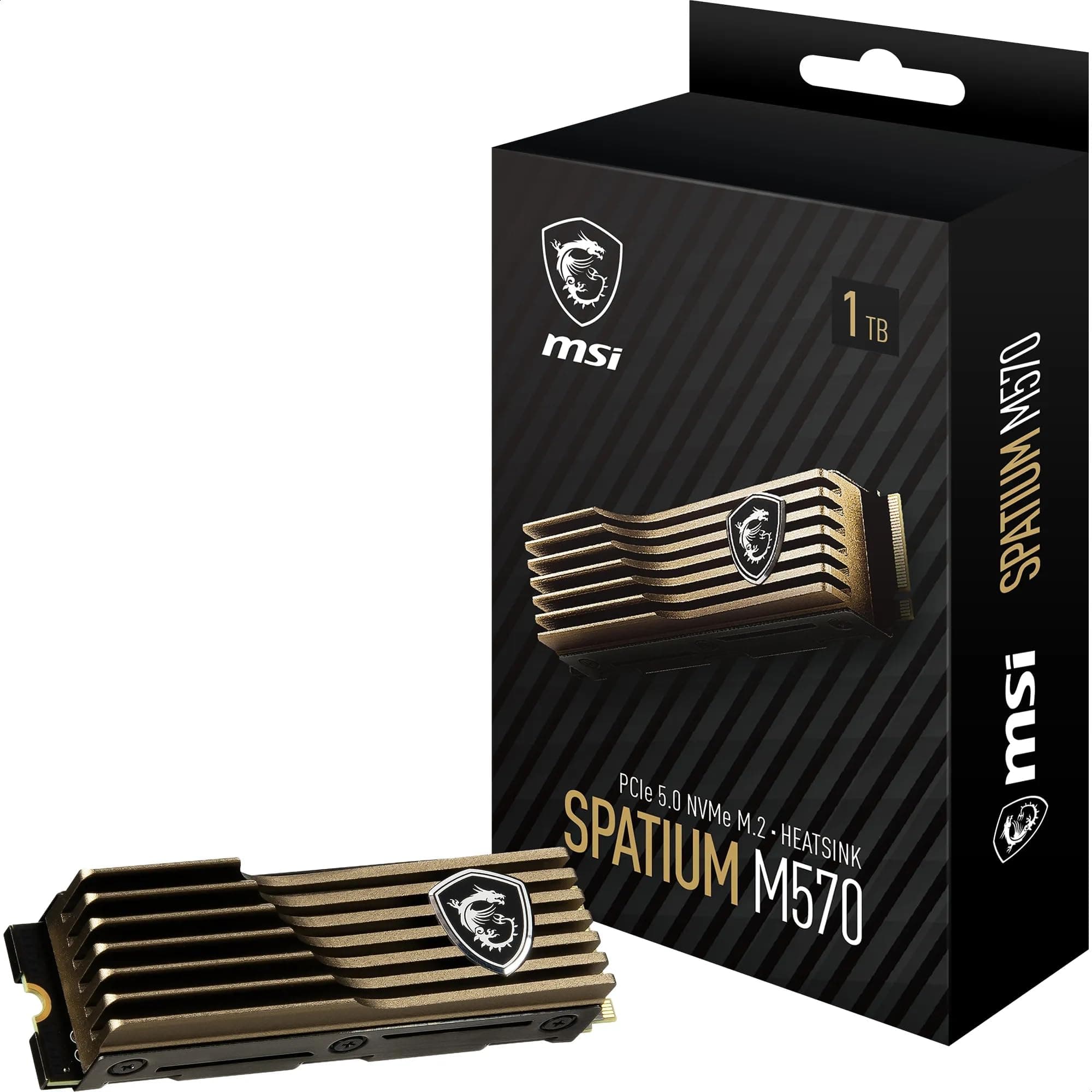 MSI Space M570 SSD 1TB mit Heatsink – interne SSD PCIe 5.0 NVMe M.2, Lesen 9500 MB/s, Schreiben 8500 MB/s, 3D NAND, integrierte Datensicherheit, Center Bild 2