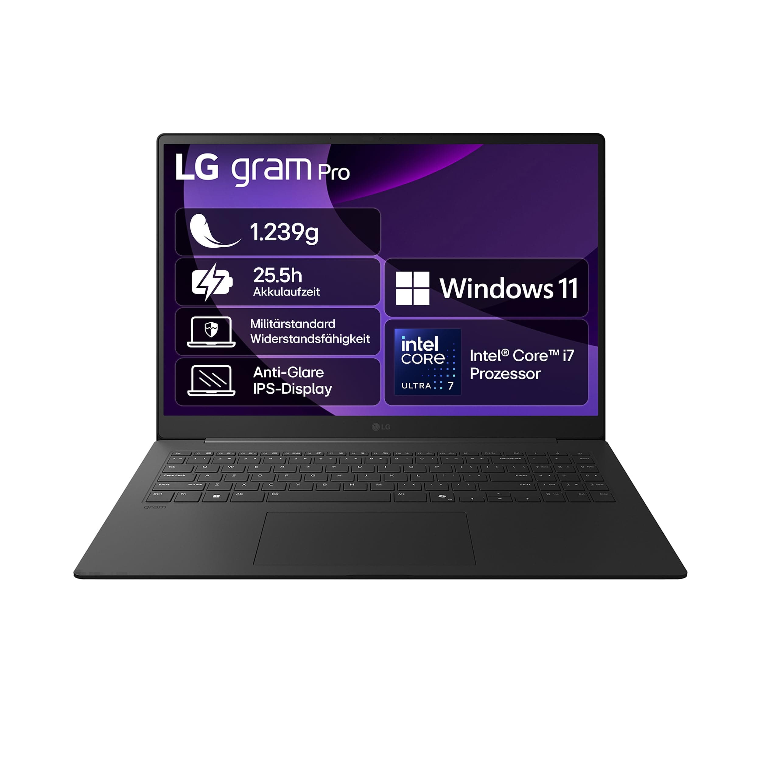 LG gram Pro 16 16Z90TS-G.AU89G (16 Zoll) IPS Notebook, Intel Core Ultra 7 258V, Intel Arc™ Graphics 140V, 16GB RAM, 1TB SSD, federleicht (1,239 kg), gram AI, Copilot+ PC, 77 Wh, Thunderbolt 4, Schwarz Intel Core Ultra7 | Windows 11 Home | 2025 16GB RAM | 1TB SSD gram Pro