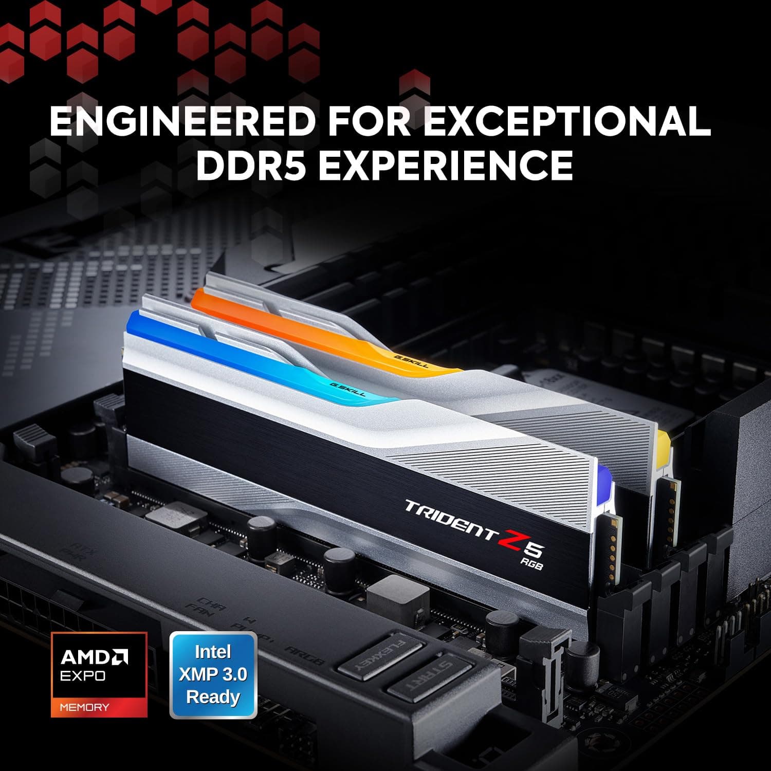 32GB G.Skill DDR5 Trident Z5 RGB 6000MHz CL36 1.35V Dual Channel Kit 2X 16GB Silver Bild 4
