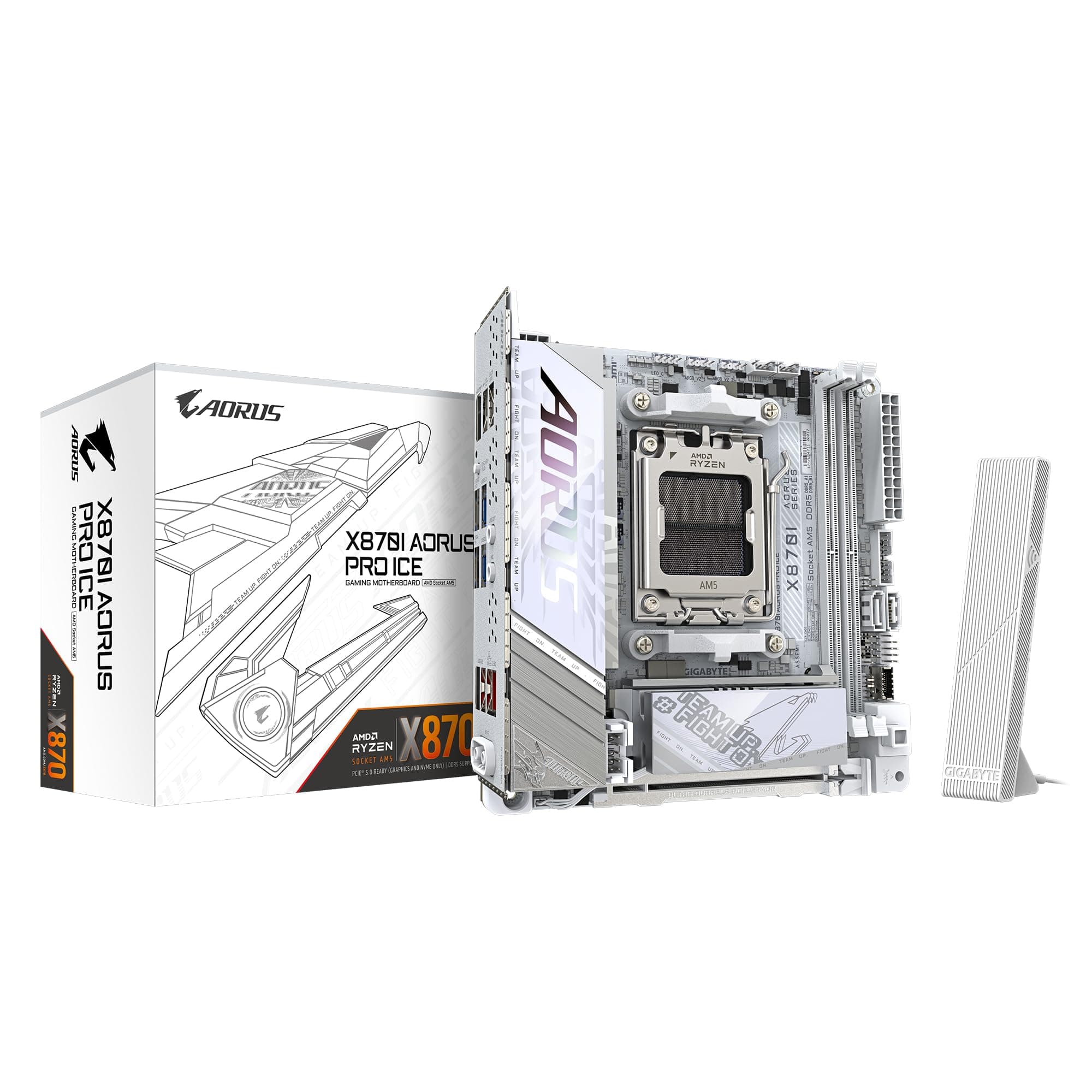 GIGABYTE X870I AORUS PRO Ice Mainboard - Unterstützt AMD Ryzen 9000er-Serie CPUs, 8+2+1 Phasen VRM, bis zu 8400 MHz DDR5 (OC), 1xPCIe 5.0 M.2 + 1xPCIe 4.0 M.2, WI-FI 7, 2,5 GbE LAN, USB 4 Bild 2