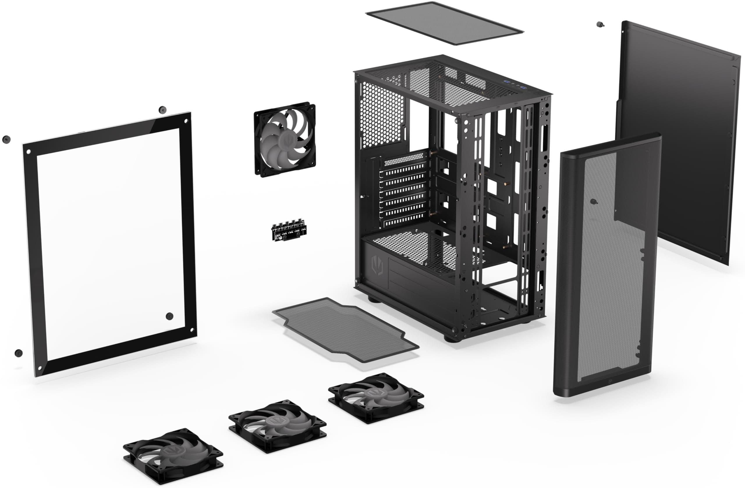 ENDORFY Ventum 200 ARGB PC-Gehäuse ATX mit Hartglas Seitenfenster | 4x Stratus 120 PWM ARGB Lüfter, PWM+ARGB Controller, Mesh Front, Radiator bis 360 mm, Schwarz Bild 7
