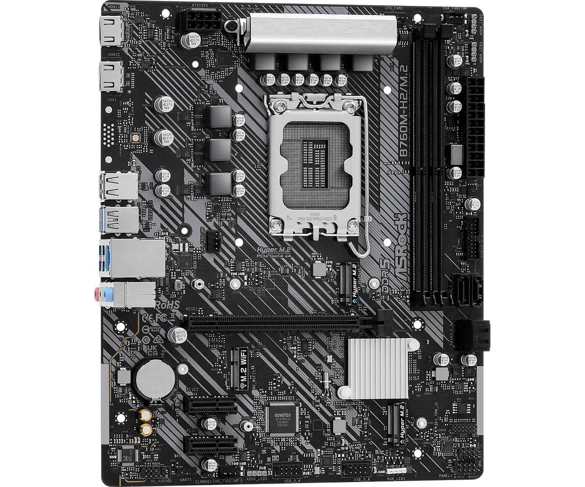 Asrock B760M-H2/M.2, Intel B760, 1700, Micro ATX, 2 DDR5, 2 HDMI, 2.5G LAN, PCIe4, 2X M.2 Bild 7