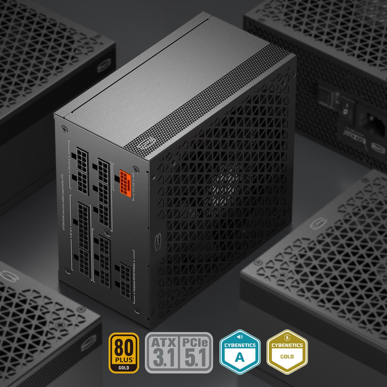 PCCOOLER CPS YS1200 Netzteil, 1200W 80 Plus Gold Zertifiziert, vollständig modular, PCIe 5.1 & ATX 3.1 Gaming PSU, breite Kompatibilität, 135mm FDB-Lüfter, voll japanische Elektrolytkondensatoren Bild 3