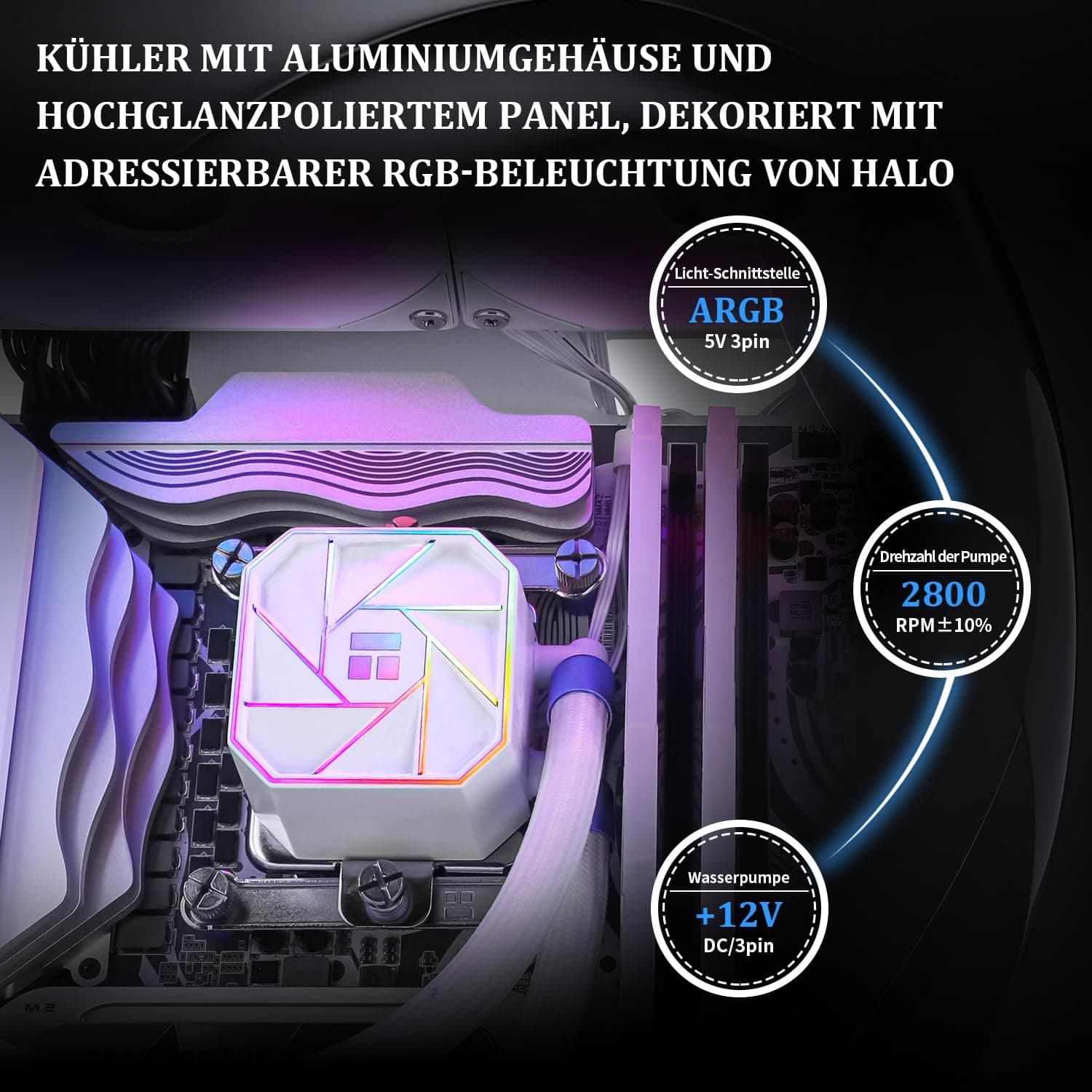 Thermalright AQUA ELITE 360 Weiß V3 Flüssig-CPU-Kühler, 360 Kühlreihen, 3 x 120mm PWM-Lüfter, 360mm Aio für AMD/AM4/AM5, IntelLGA1150/1151/1200/1700/1851, Desktop CPU-Kühler AIO 360mm White Bild 5