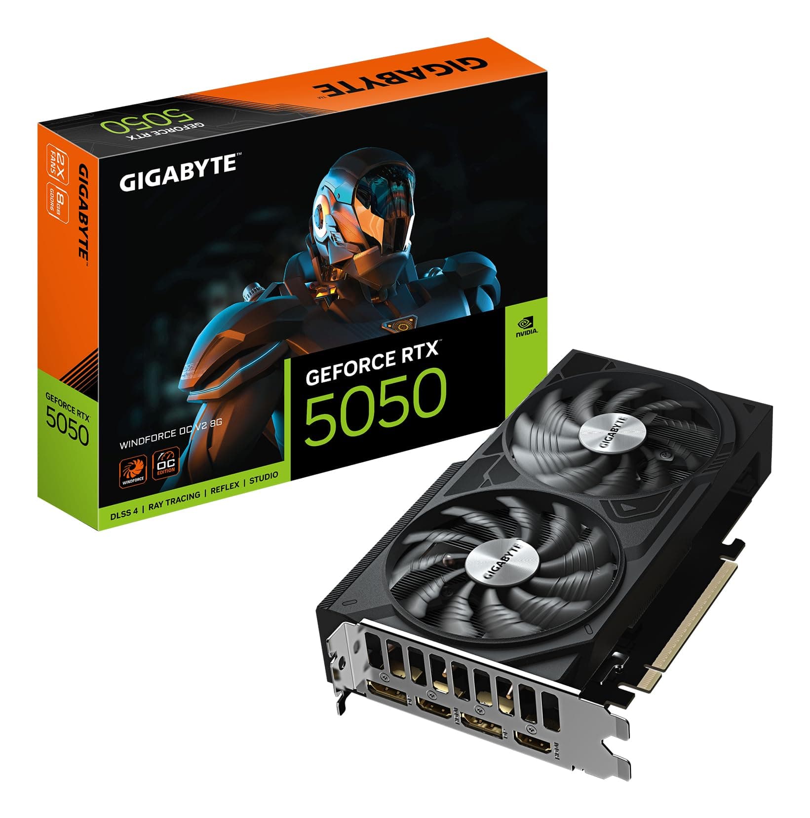 Gigabyte GeForce RTX 5050 WINDFORCE OC V2 8G Grafikkarte - 8GB GDDR6, 128bit, PCI-E 5.0, 2572MHz Kerntakt, 2 x DP, 2 x HDMI, NVIDIA DLSS 4, GV-N5050WF2OCV2-8GD Bild 2