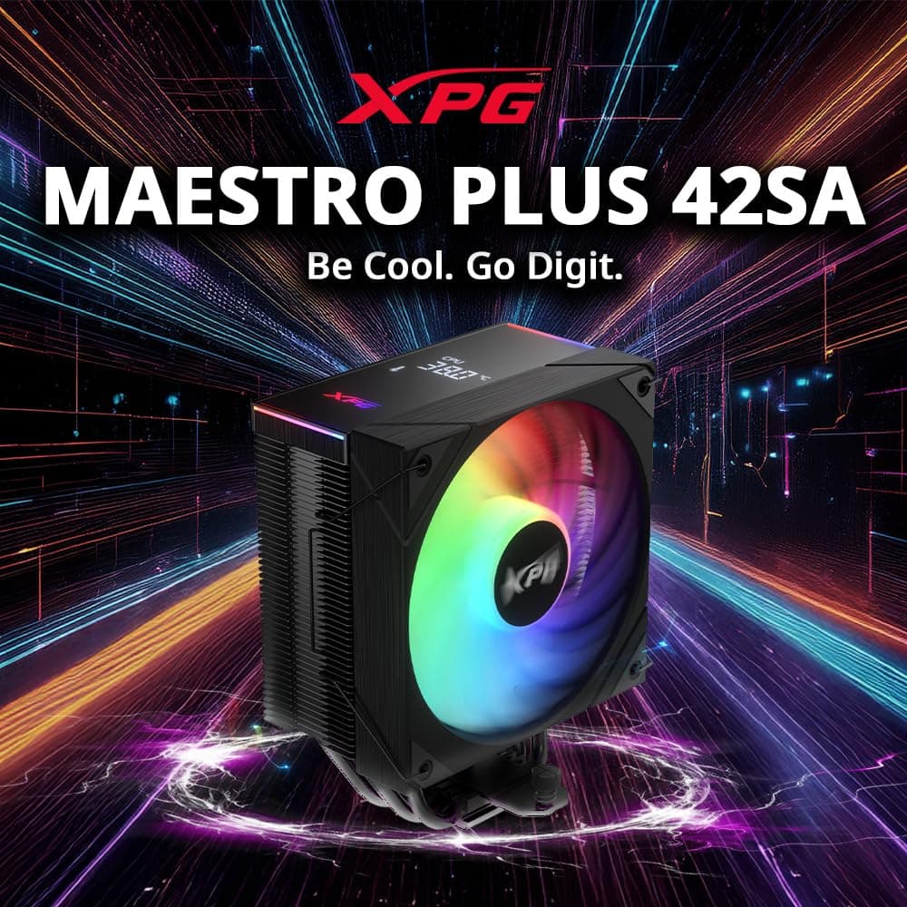 XPG Maestro Plus 42SA CPU-Luftkühler – 220W TDP, Digitales Echtzeit-Display, 4 Heatpipes, 120mm FDB-Lüfter, ARGB, 63,62 CFM, Intel LGA 1851/1700 & AMD AM5/AM4 kompatibel Bild 3