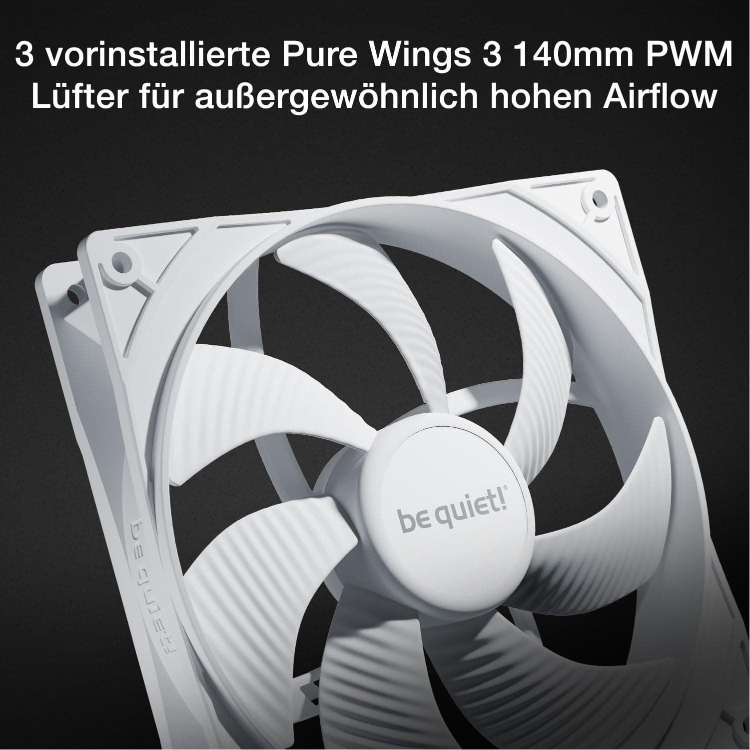 be quiet! Pure Base 501 DX White PC-Gehäuse, 3 vorinstallierte Pure Wings 3 140mm PWM-Lüfter, hoher statischer Druck, dynamisches Front-Design mit eleganter ARGB-Beleuchtung innen und außen Bild 5
