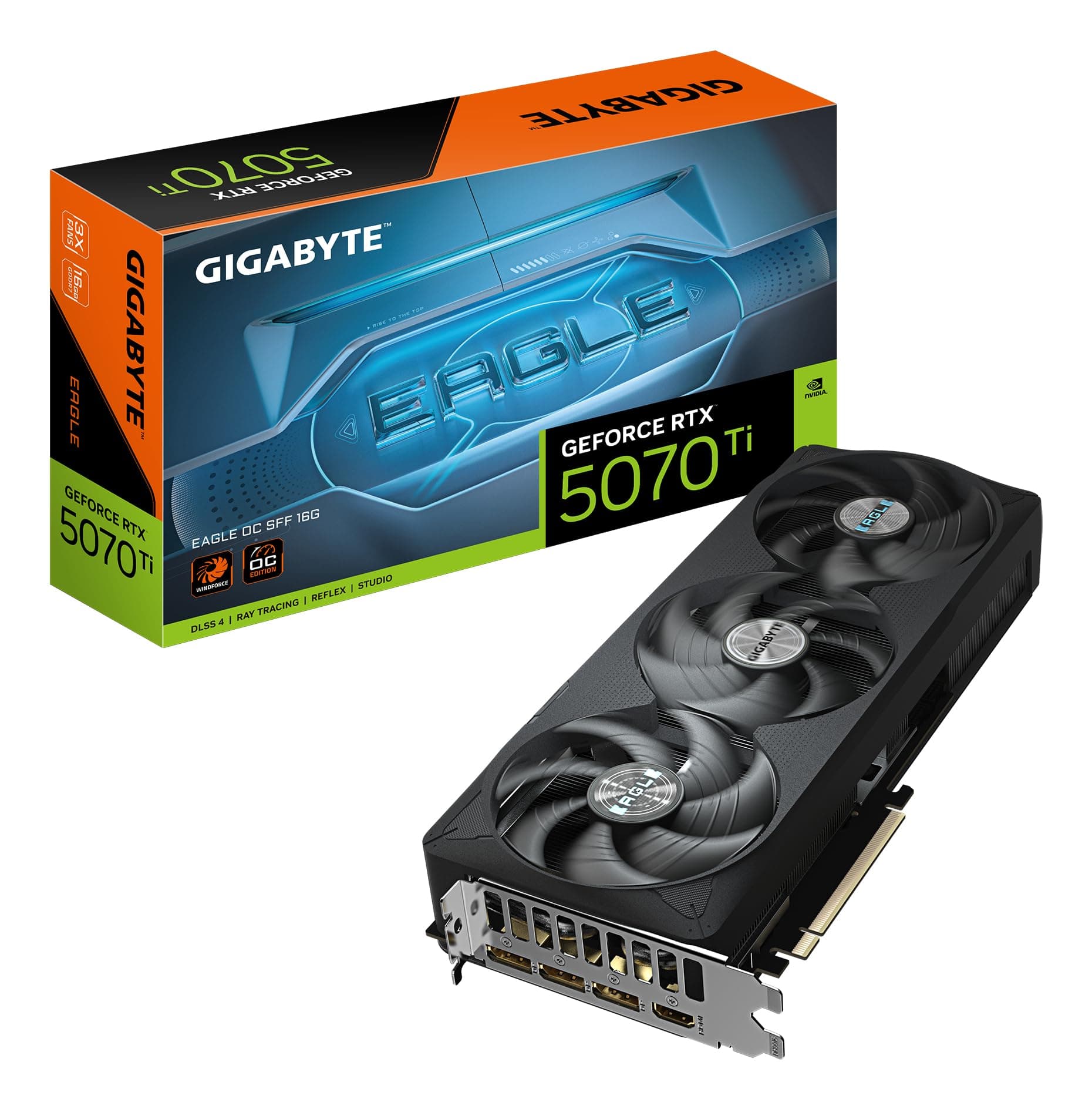 Gigabyte GeForce RTX 5070 Ti Eagle OC SFF 16G Grafikkarte - 16GB GDDR7, 256 Bit, PCI-E 5.0, 2542 MHz Core Clock, 3 x DP 2.1a, 1 x HDMI 2.1b, NVIDIA DLSS 4, GV-N507TEAGLE OC-16GD Bild 2