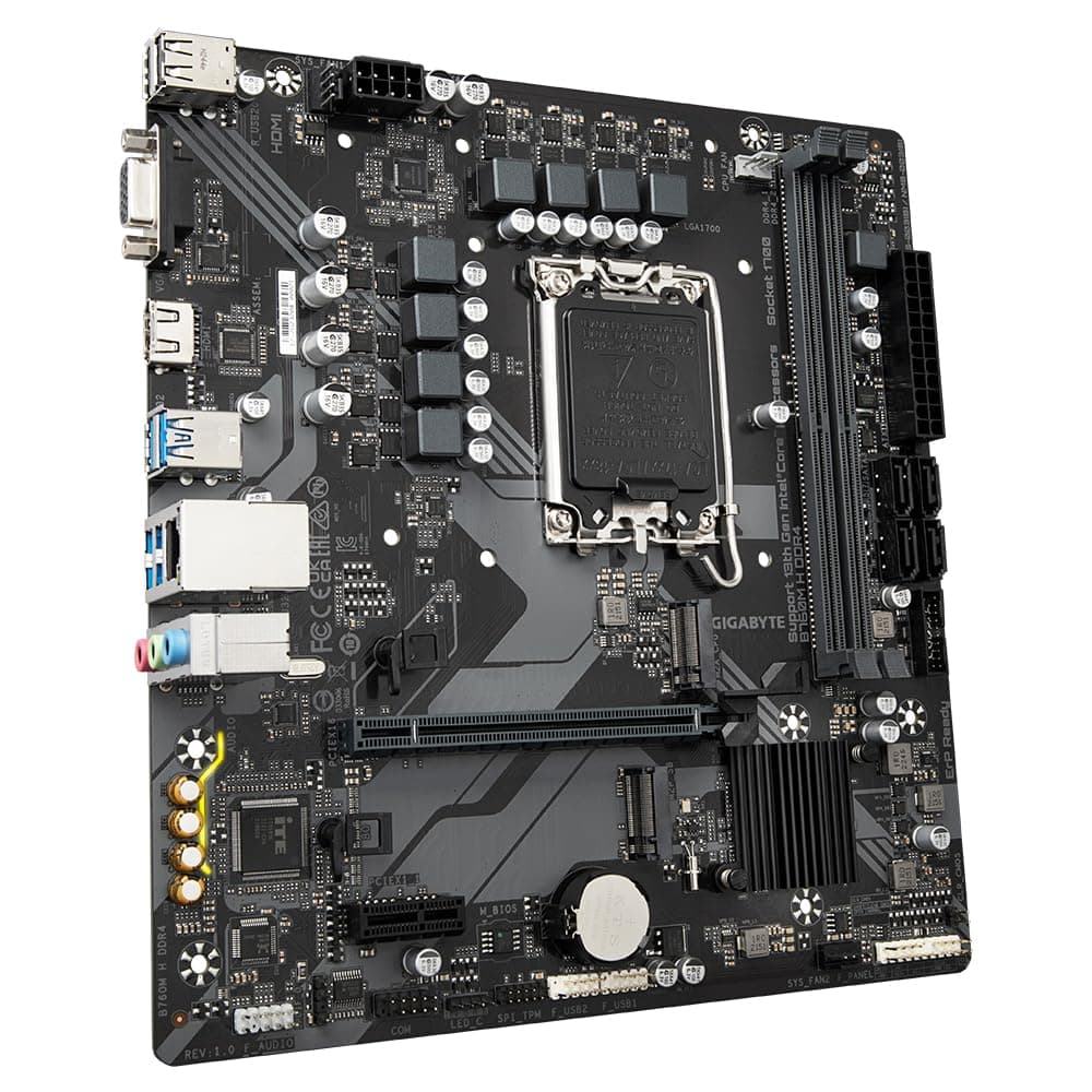 GIGABYTE B760M H DDR4 Motherboard - Unterstützt Intel Core 14. Generation CPUs, 6+1+1 Phasen Digital VRM, bis zu 3200MHz DDR4 (OC), 2xPCIe 4.0 M.2, GbE LAN, USB 3.2 Gen1 Bild 5