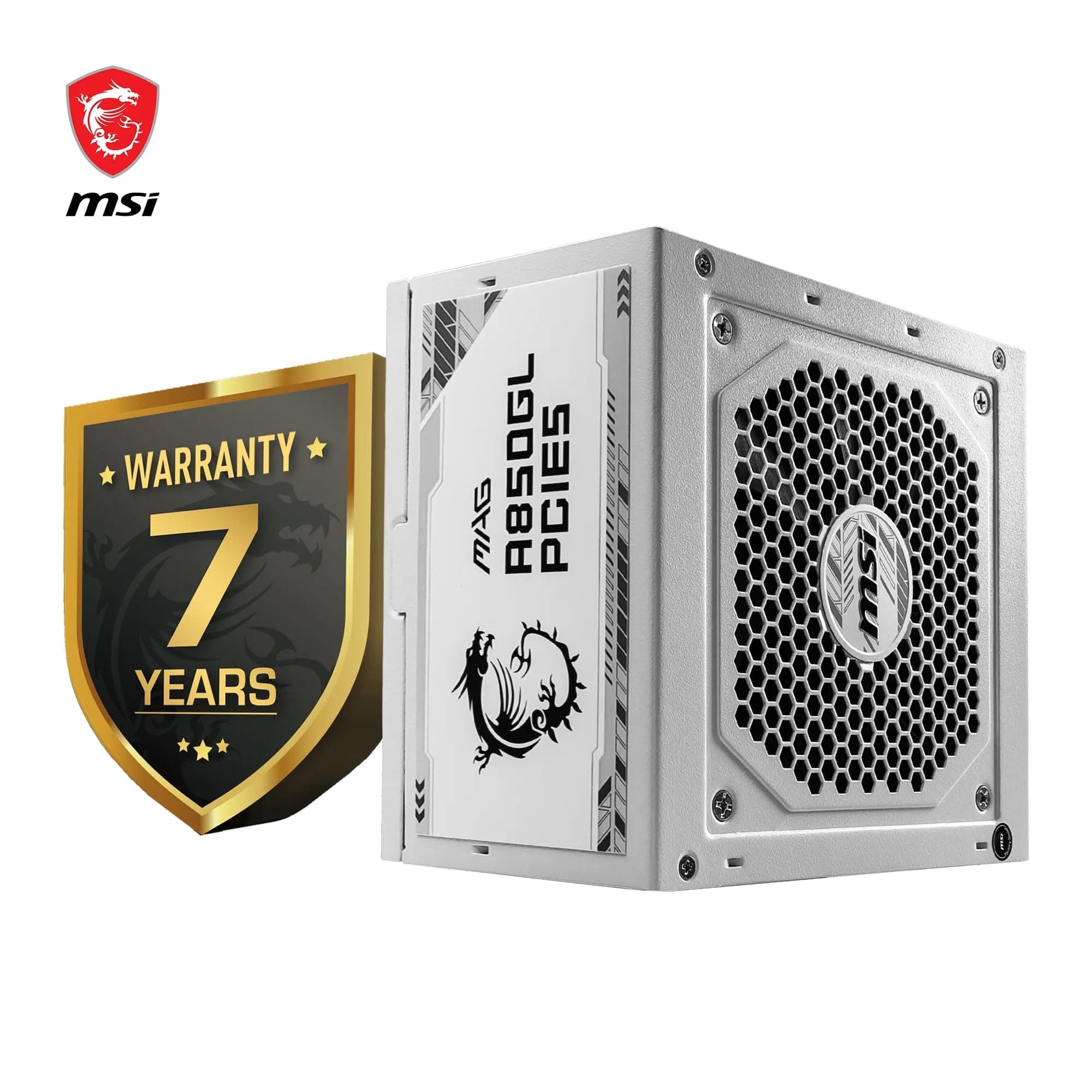 MSI MAG A850GL PCIE5 White Netzteil, 850W, 80 Plus Gold, vollständig modular, ATX 3.0, PCIe 5.0 GPU Unterstützung, 120mm FDB Lüfter, Full-Bridge LLC, Flat Black Kabel Bild 3