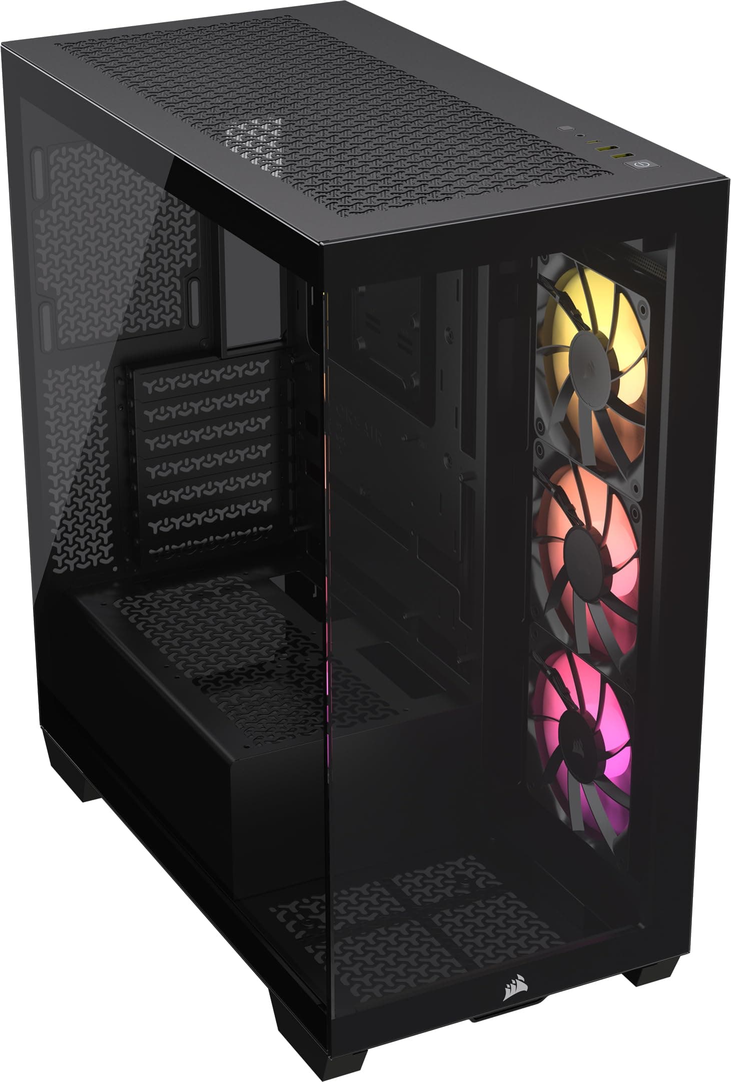 CORSAIR 3500X ARGB Mid-Tower ATX PC-Gehäuse - Gehärtetes Panorama-Glas - Umgekehrte Verbindung Motherboard-Kompatibel - 3x CORSAIR RS120 ARGB-Lüfter Enthalten - Schwarz ARGB Schwarz