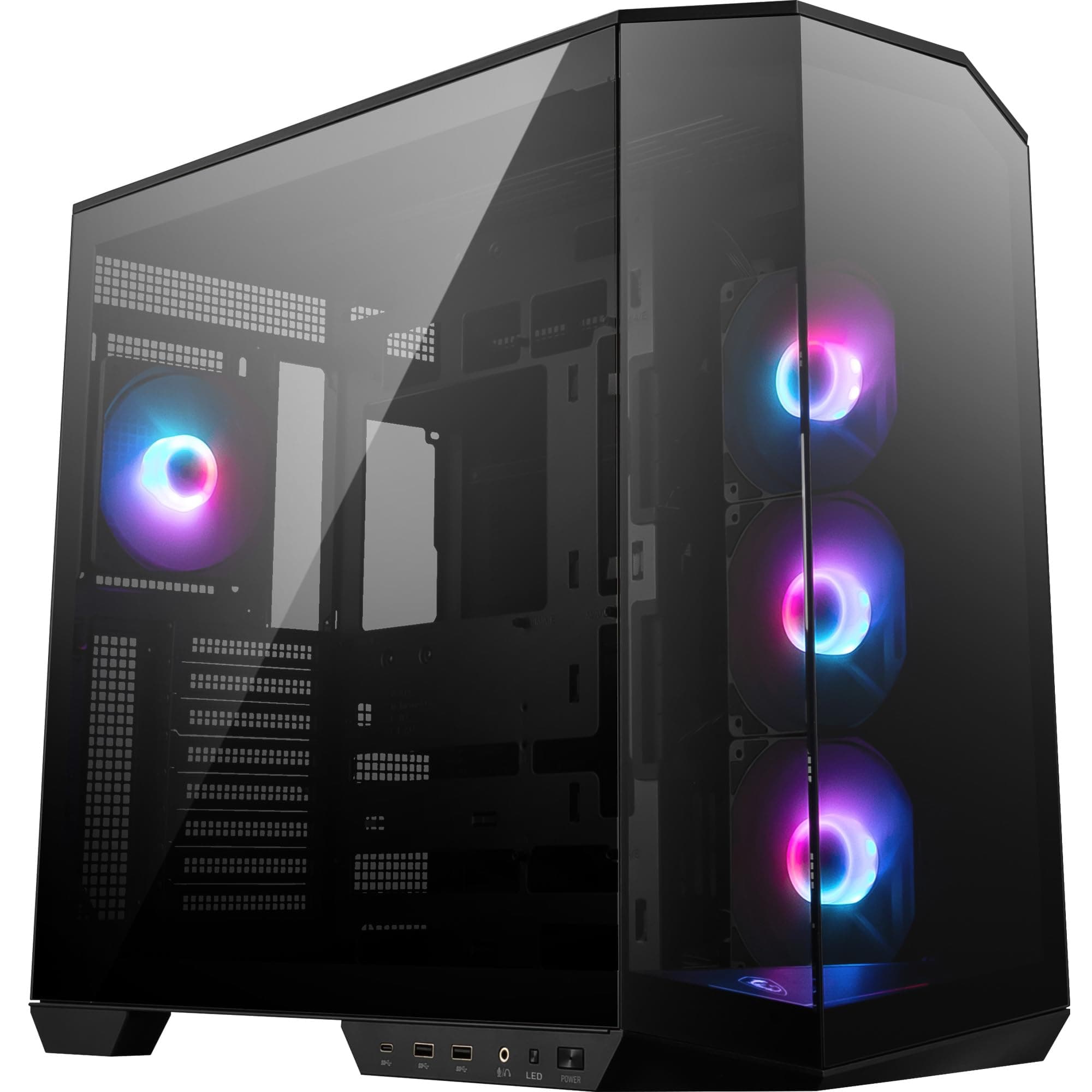 MSI MAG PANO 100R PZ ATX PC-Gehäuse - ATX-Kapazität & Back-Connect Mainboard Unterstützung, Vertikale GPU-Halterung, GPU-Halterung, Staubfilter, Doppelkammer, USB 20Gbps Typ-C Bild 2