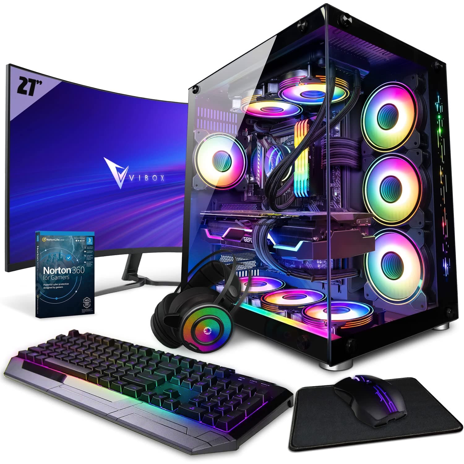 Vibox SG-X-232 Gaming PC Set Komplett • Monitor 27 Zoll • Intel Core i9 14900KF 24-Kern • Nvidia RTX 5080 16GB • 32GB RAM • 1TB NVMe M.2 SSD • Windows 11 • WLAN 6 + Bluetooth 5.4 RTX 5080 | 2 TB SSD | Windows 11 Schwarz