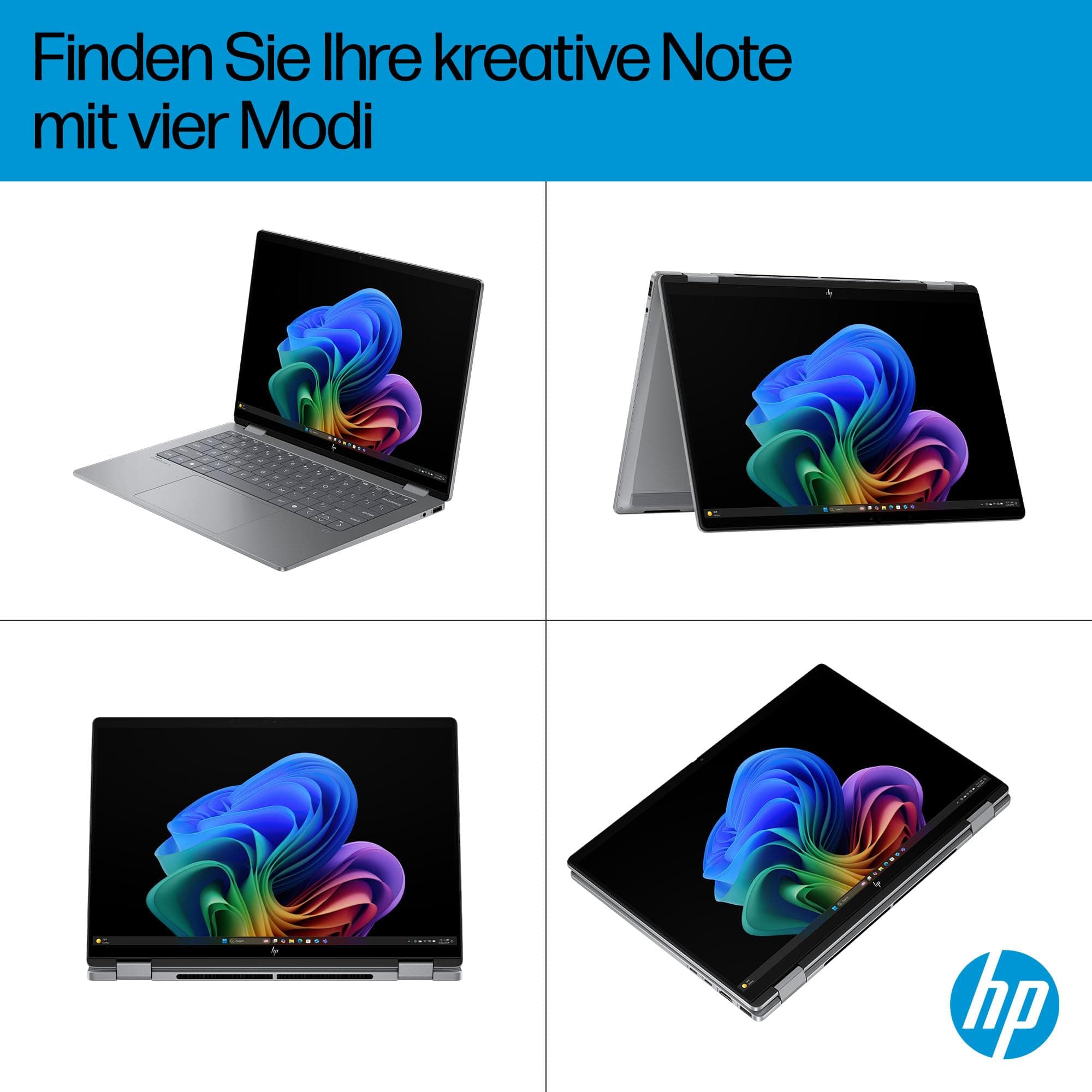 HP OmniBook X Flip 2-in-1 Laptop (14" 2K Touchscreen, AMD Ryzen AI 7, Copilot+, 16GB RAM, 512GB, Win11, QWERTZ) - Silber AMD Ryzen AI 7 350 512 GB SSD Bild 6