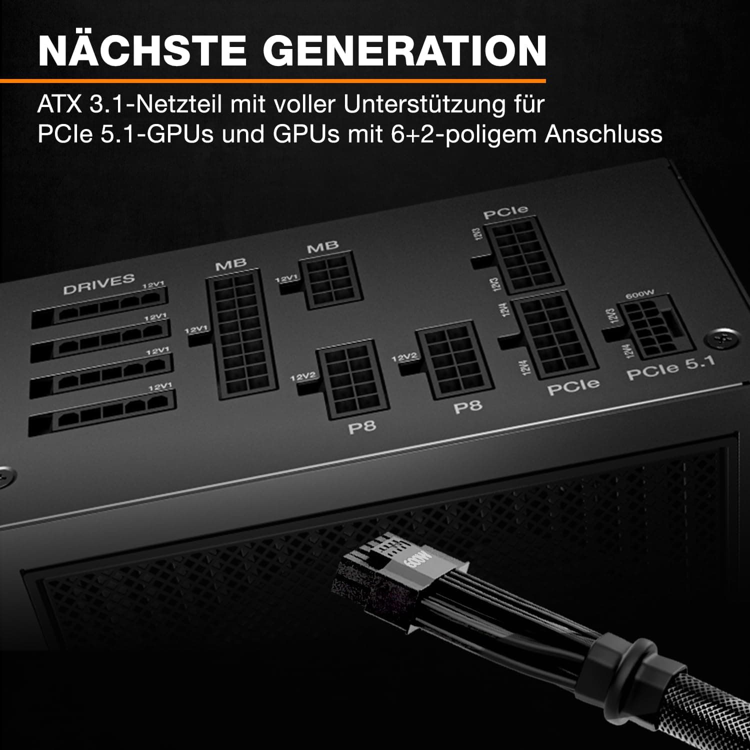 be quiet! Dark Power 14 1200W, ATX 3.1, 80 PLUS® Titanium, modulares Netzteil, Aktive und semi-passive Kühlung, PCIe 5.1, PCIe 5.0 & PCIe 4.0 Grafikkarten, 12V-2x6 Kabel enthalten, Silent Wings-Lüfter Bild 5